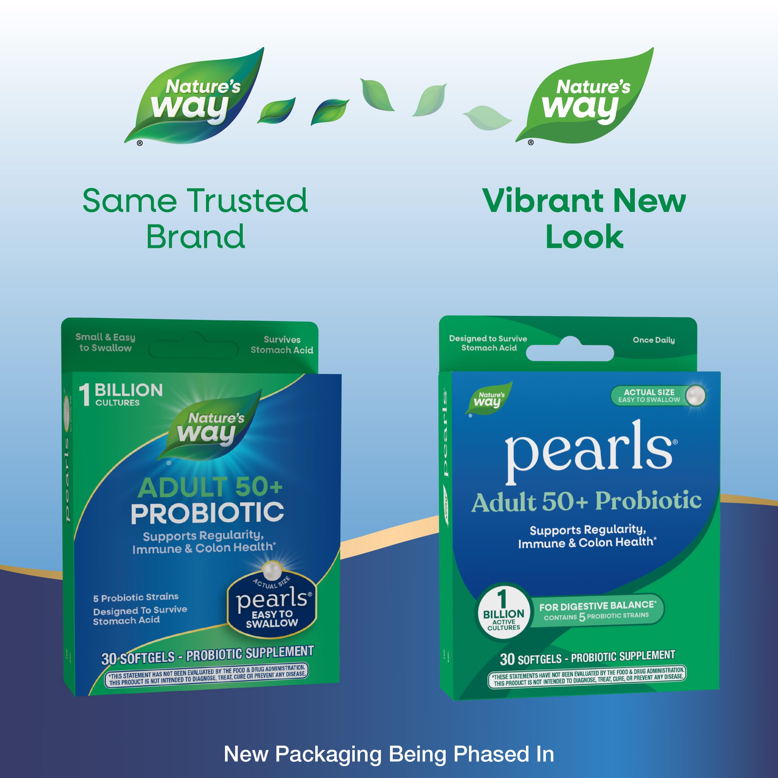 Nature's Way Pearls Adult 50+ Probiotic, Probiotics for Digestive Health* Supports Regularity, Immune & Colon Health*, 1 Billion Cultures, No Refrigeration Needed, 30 Softgels Nature's Way Au supplements