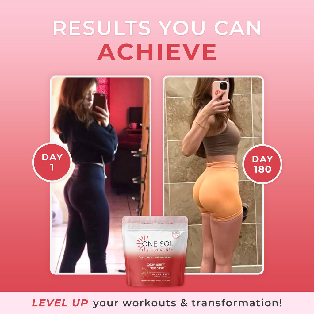 One Sol Creatine for Women, All Natural Women's Creatine Powder w Pure Creatine & Coconut Water, Increase Lean Muscle Mass, Reduce Recovery Time, Promote Brain & Bone Health (Sour Cherry, 60 Servings)