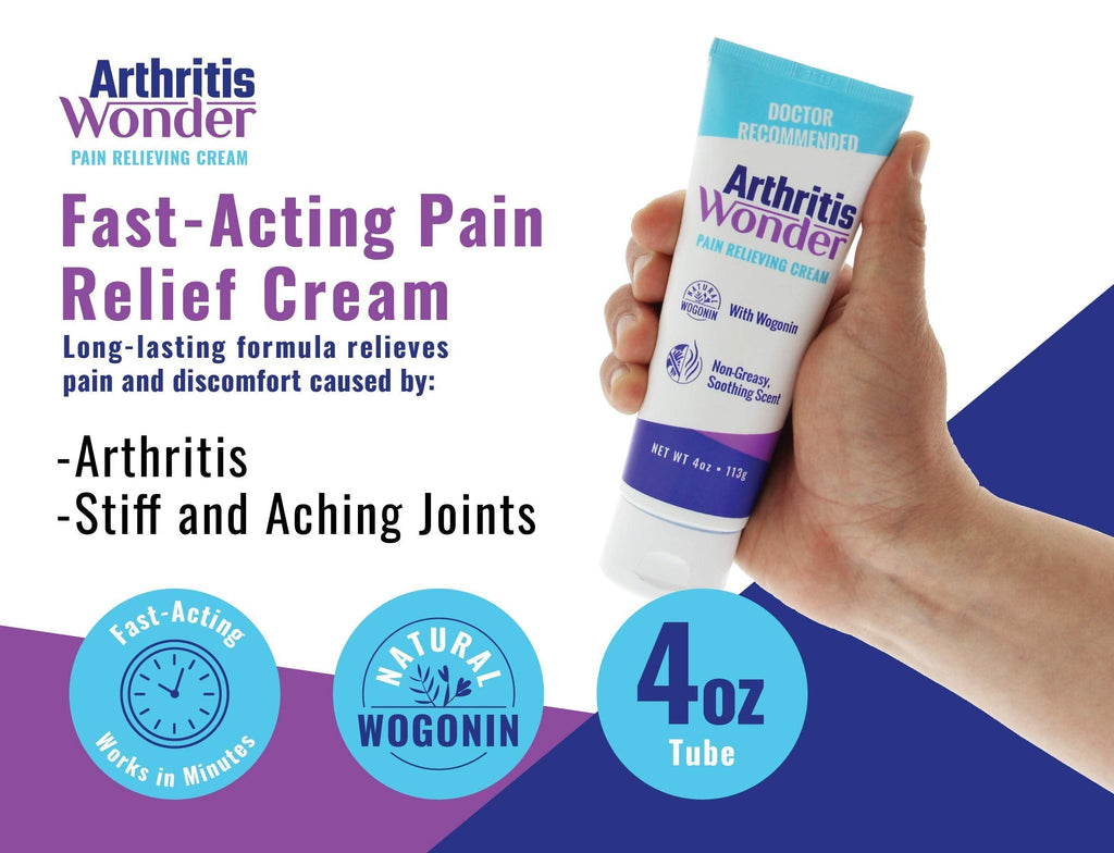 Arthritis Wonder Pain Relief Cream, 4 oz – Arthritis Pain Relief Cream for Hand, Knee, Foot and Wrist Joints – Fast-Acting, Deep Penetrating, Non-Greasy Formula with Natural Wogonin - 3 Pack Arthritis Wonder Au supplements