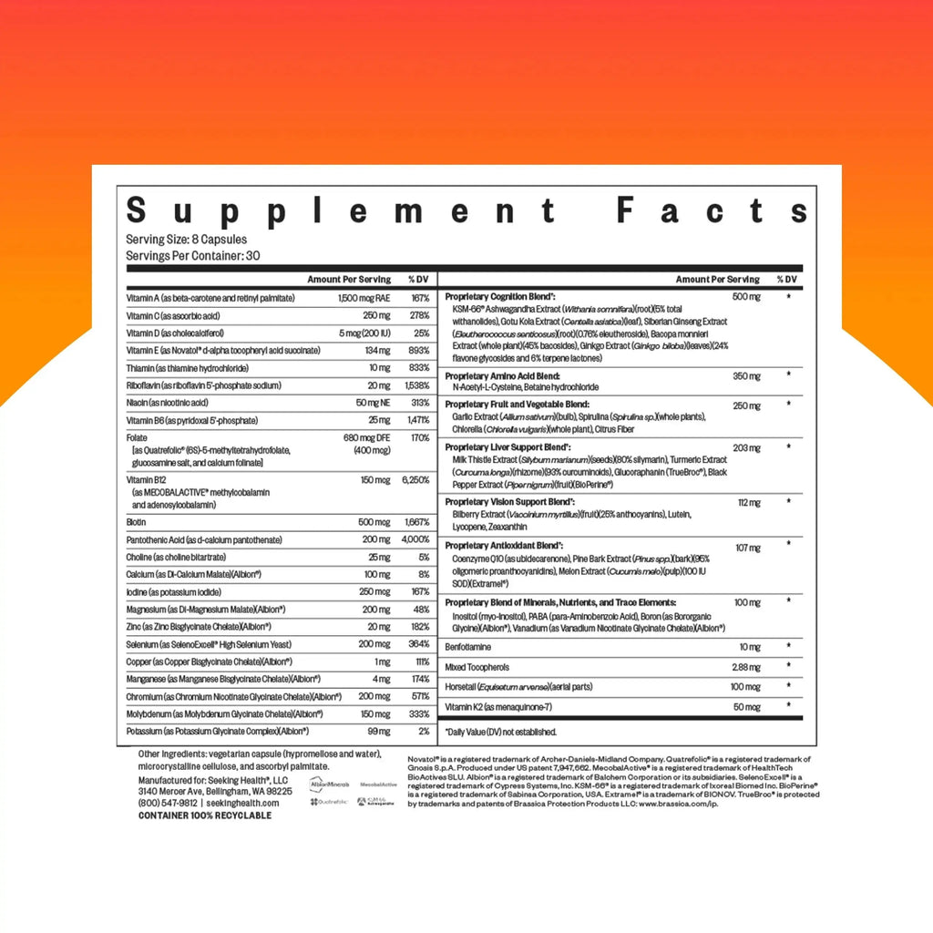 Seeking Health Optimal Multivitamin, Active B Vitamins and L-5-MTHF, Riboflavin, B6, Bioavailable Folate and B12, CoQ10 Seeking Health Au supplements