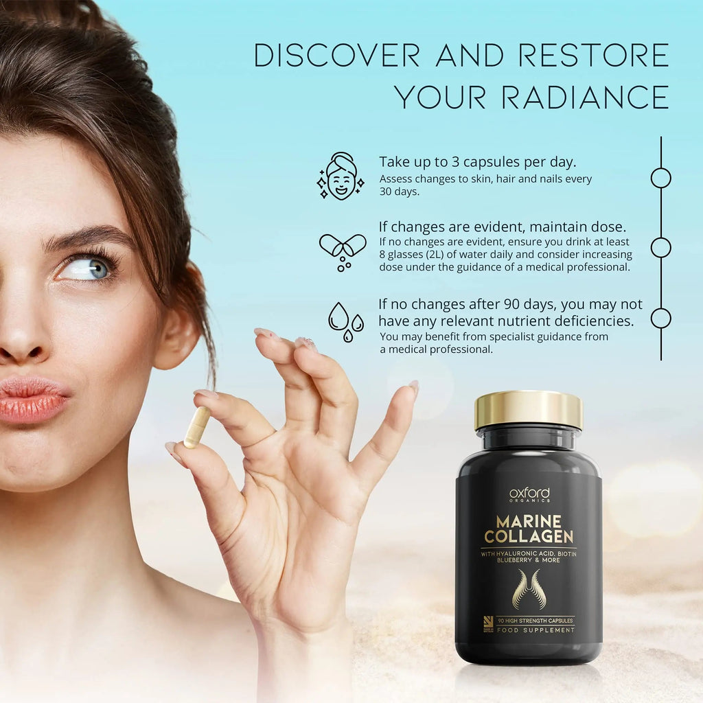 Advanced Marine Collagen Capsules | 1735mg Superfood & Vitamin Boosted Complex for Glowing Hair, Skin & Nails Oxford Organics Au supplements