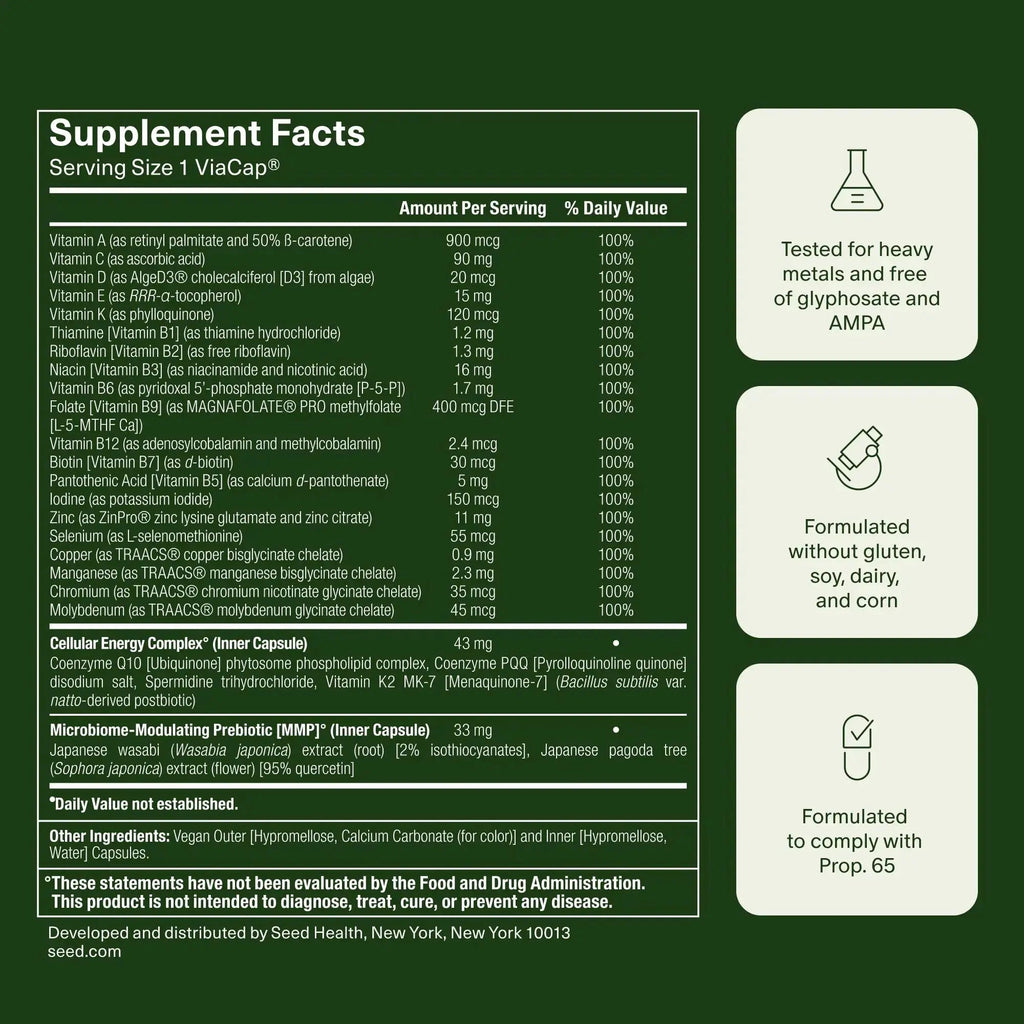 Seed DM-02 Daily Multivitamin - 100% DV Essential Vitamins and Minerals for Women & Men - Helps Fill Daily Nutrient Gaps Seed Au supplements