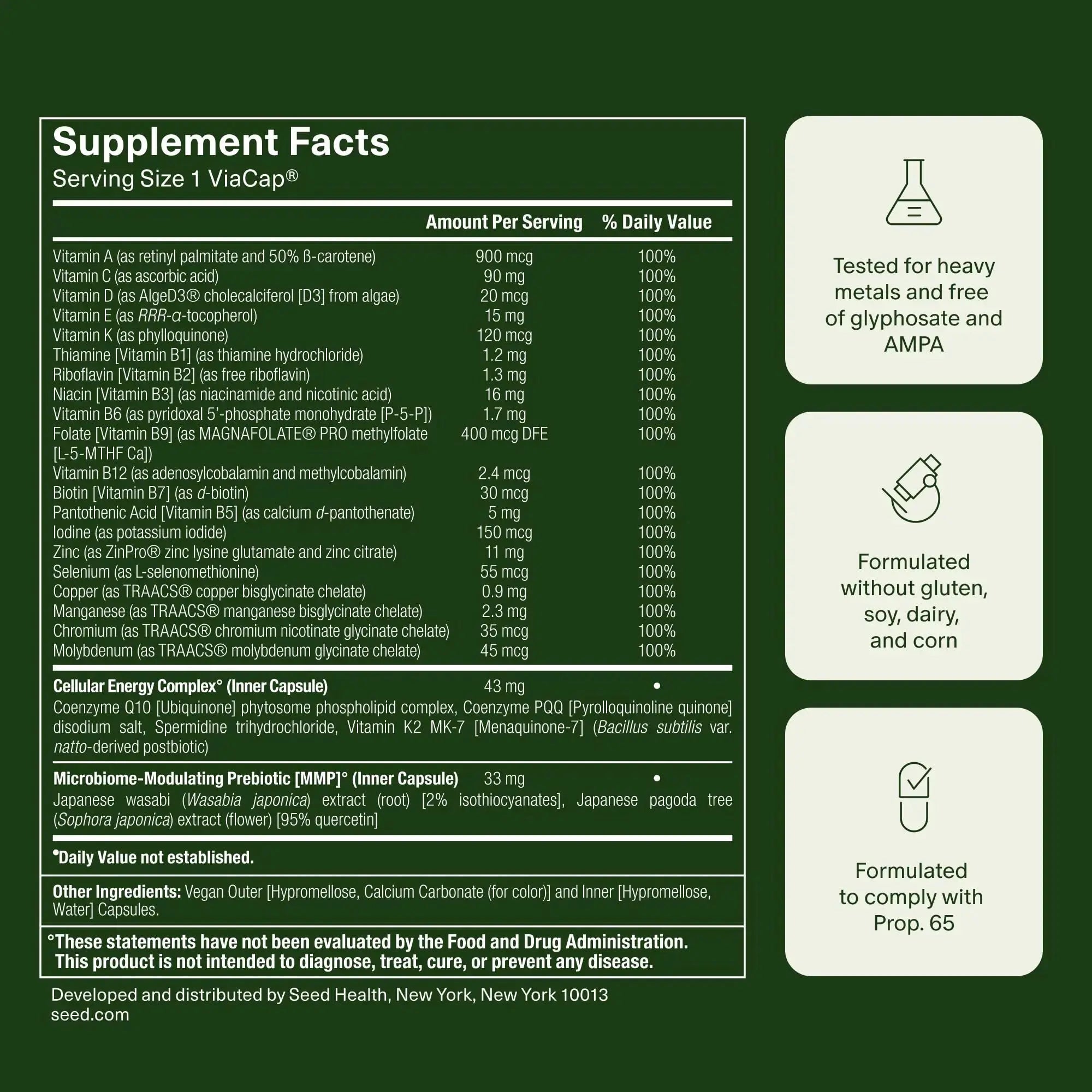 Seed DM-02 Daily Multivitamin - 100% DV Essential Vitamins and Minerals for Women & Men - Helps Fill Daily Nutrient Gaps Seed Au supplements