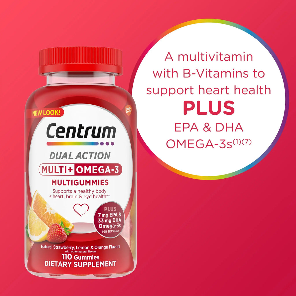 Centrum MultiGummies Multi+ Omega 3 Dual Action, Adult Multivitamin, Multivitamin/Multimineral/Omega 3 Centrum Au supplements