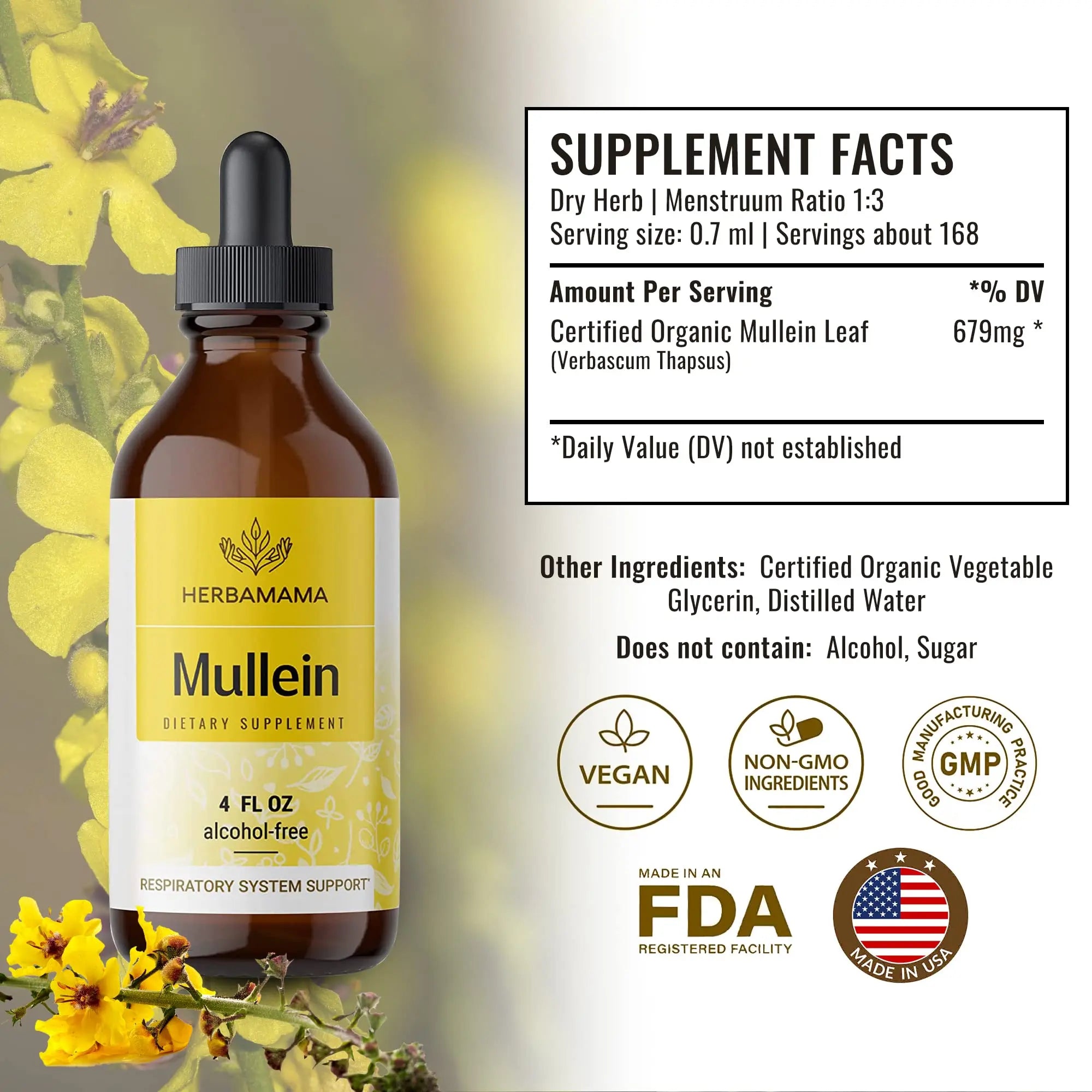 Mullein Leaf Tincture - Lung Cleanse - Vegan Mullein Drops - Lung Detox HERBAMAMA Au supplements