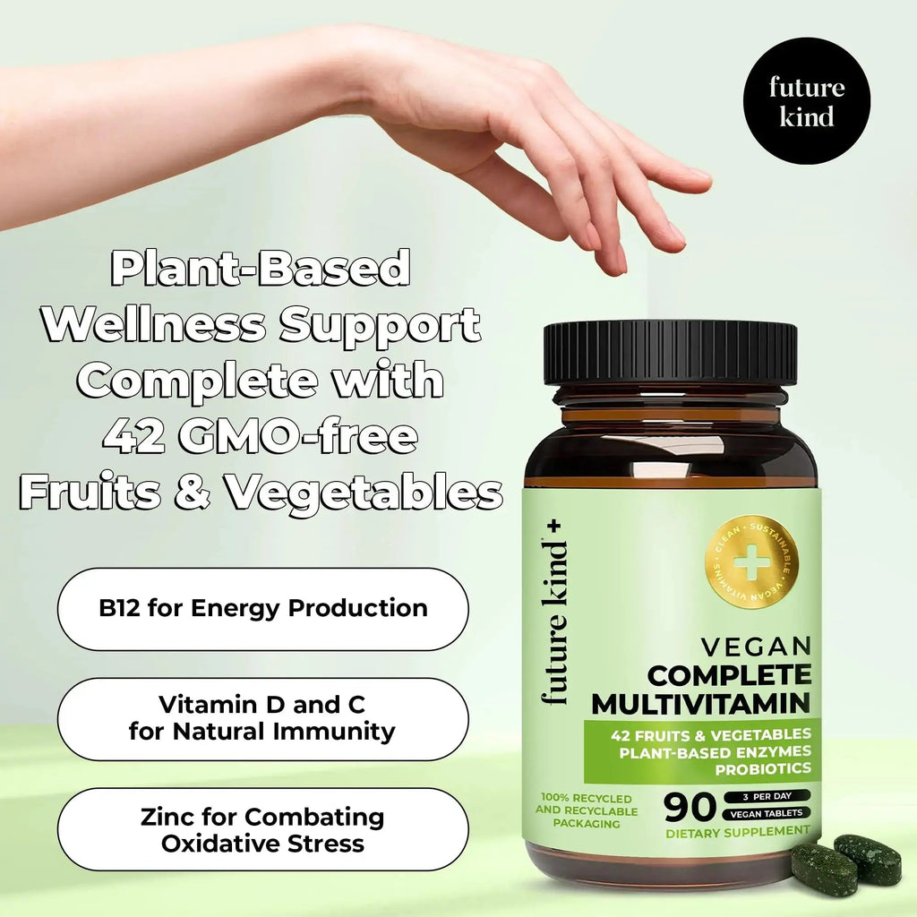 Future Kind Vegan Multivitamins Complete - 42-in-1 Vegan Multivitamins for Women & Men with Enzymes, B12, Zinc, & Probiotics Future Kind Au supplements