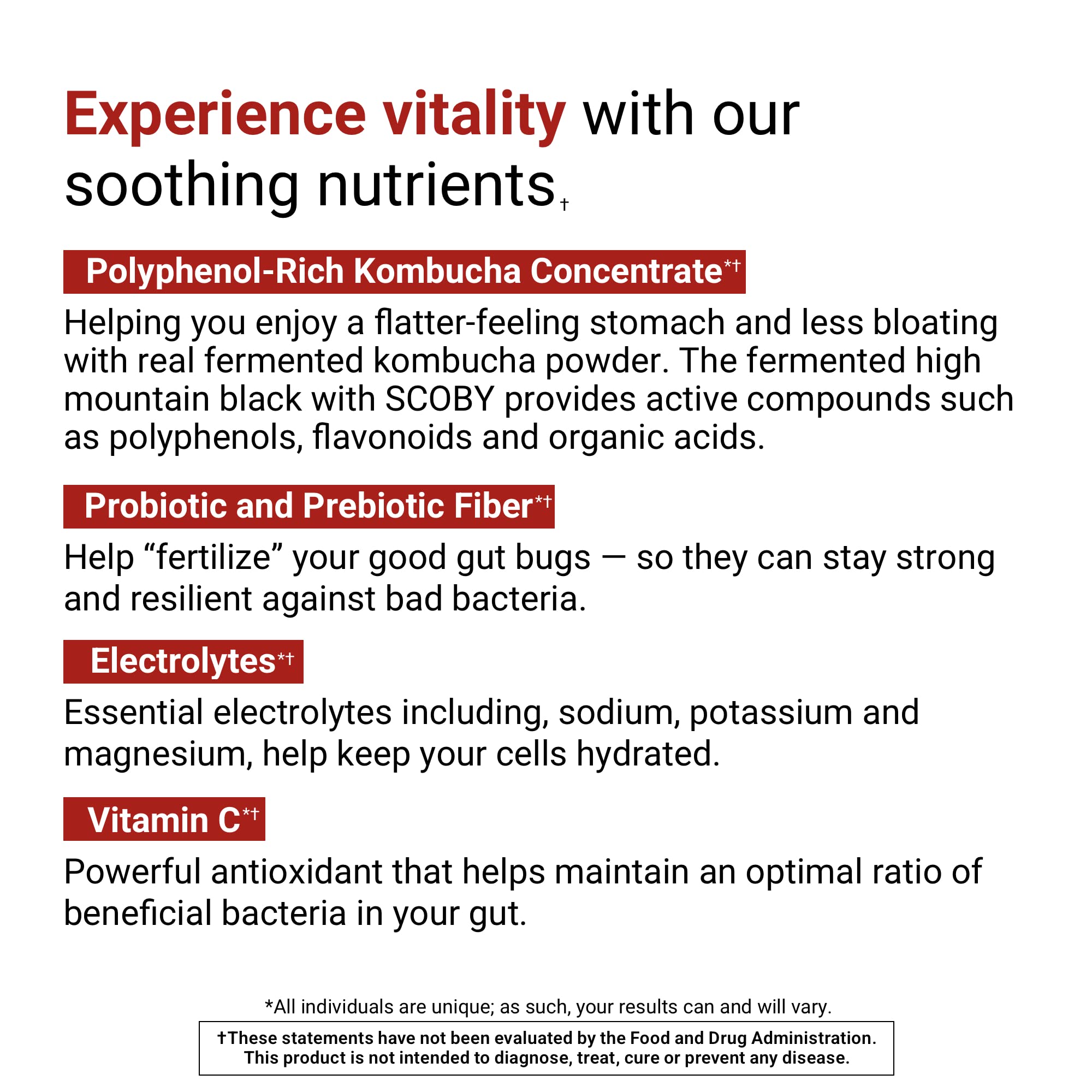 ACTIVATEDYOU Daily Digestive Tonic Kombucha - Support Healthy Digestion & Youthful, Long-Lasting Energy- Prebiotic Fiber, Probiotics, Postbiotics, Vitamin C, Berry Lemonade Flavor (30 Servings)