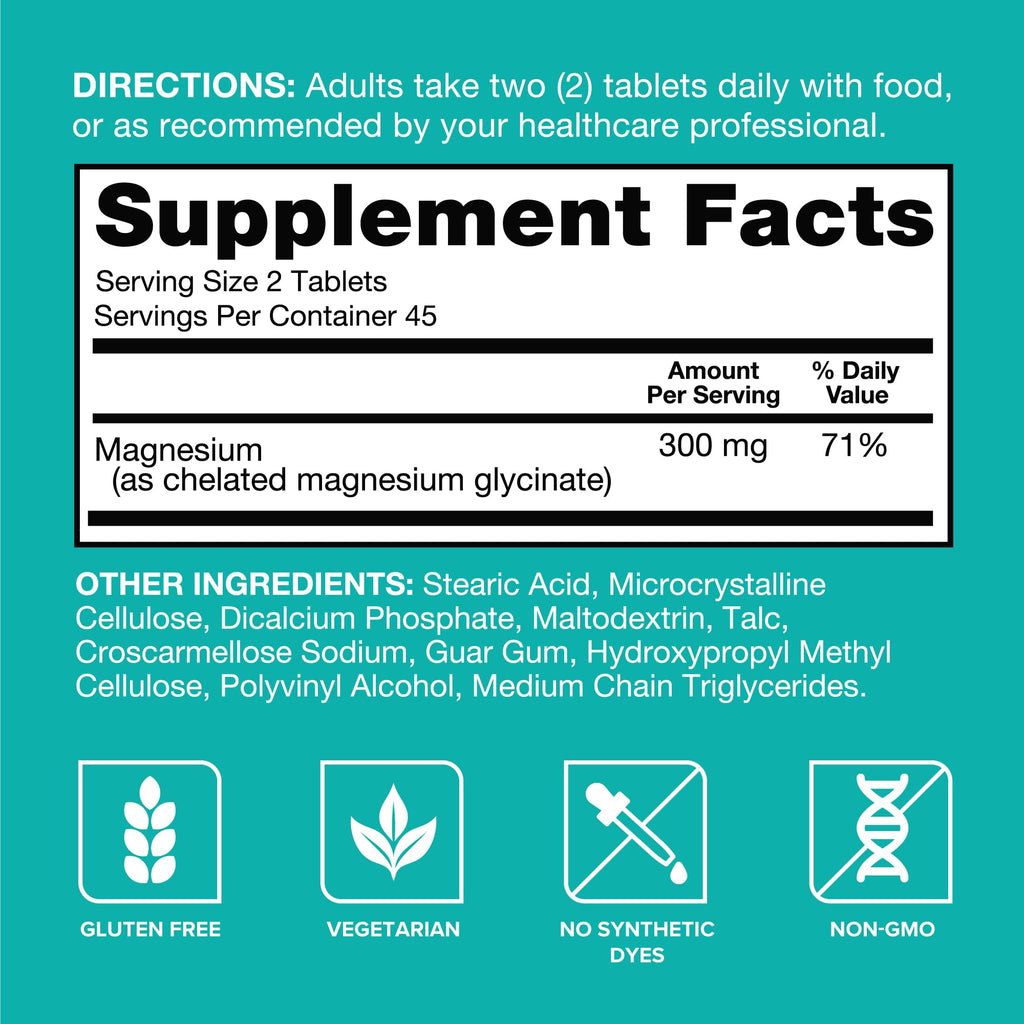 Qunol Magnesium Glycinate 300mg, 100% Glycinate Chelated Magnesium Supplement, 90ct Tablets Qunol Au supplements