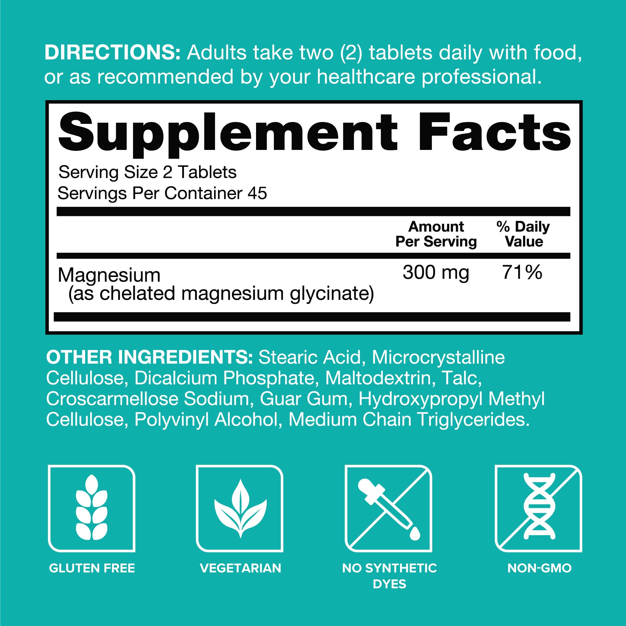 Qunol Magnesium Glycinate 300mg, 100% Glycinate Chelated Magnesium Supplement, 90ct Tablets Qunol Au supplements