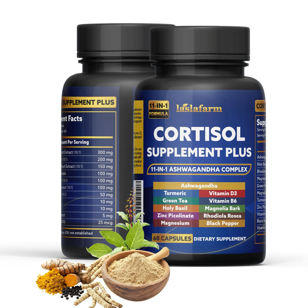 laslafarm 11in1 Cortisol Plus Supplement, 11in1 Ashwagandha and Natural Herbal Complex Vitamin Blend for Daily Mood, Focus and Sleep, Suitable for Women and Men 60 Capsules laslafarm Au supplements