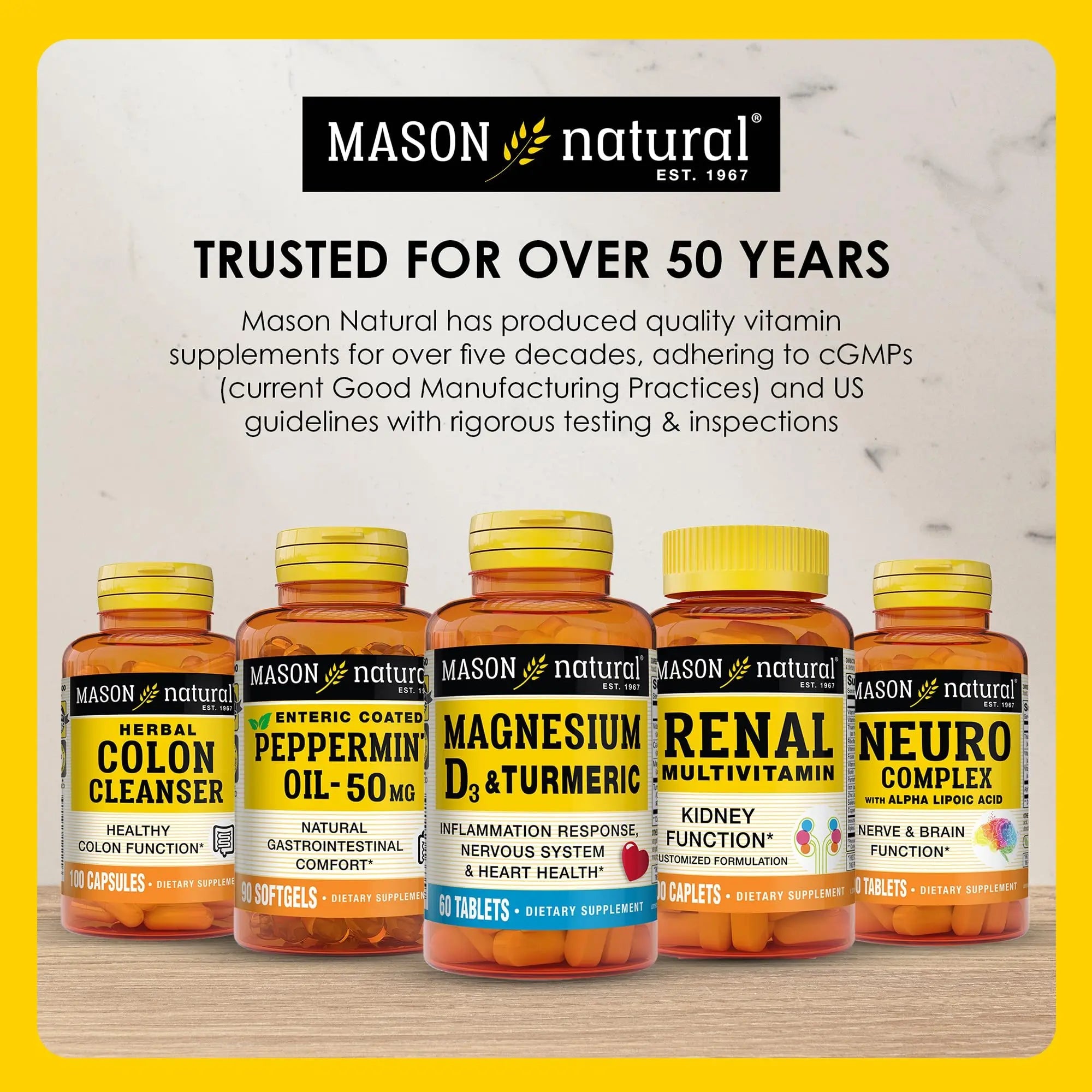 MASON NATURAL Mini Multi Vitamins with Iron, Vitamins A, C, D, E, B1, B2, B3, B6, B12, Folate and Calcium for Overall Health MASON NATURAL Au supplements