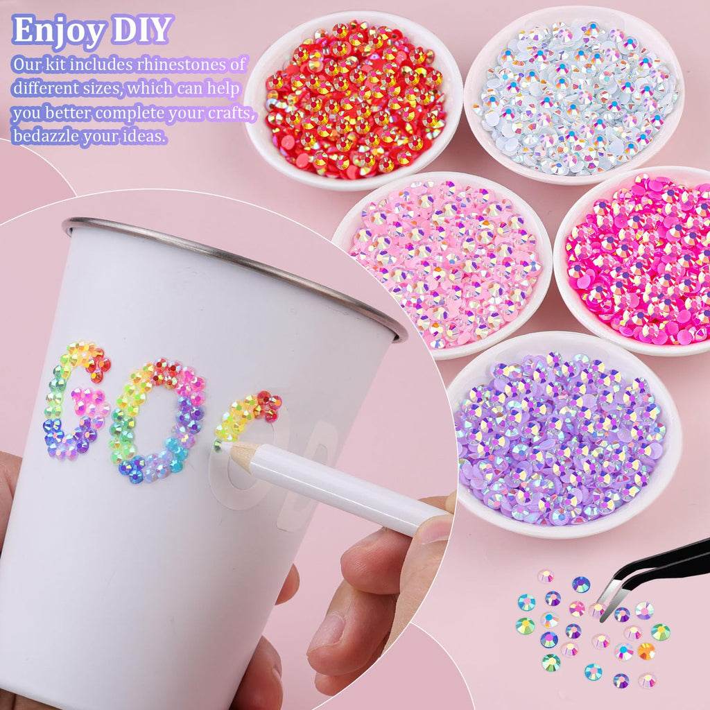 34000Pcs Resin Jelly Rhinestones for Bedazzling, Multicolor 3mm Flatback Gems