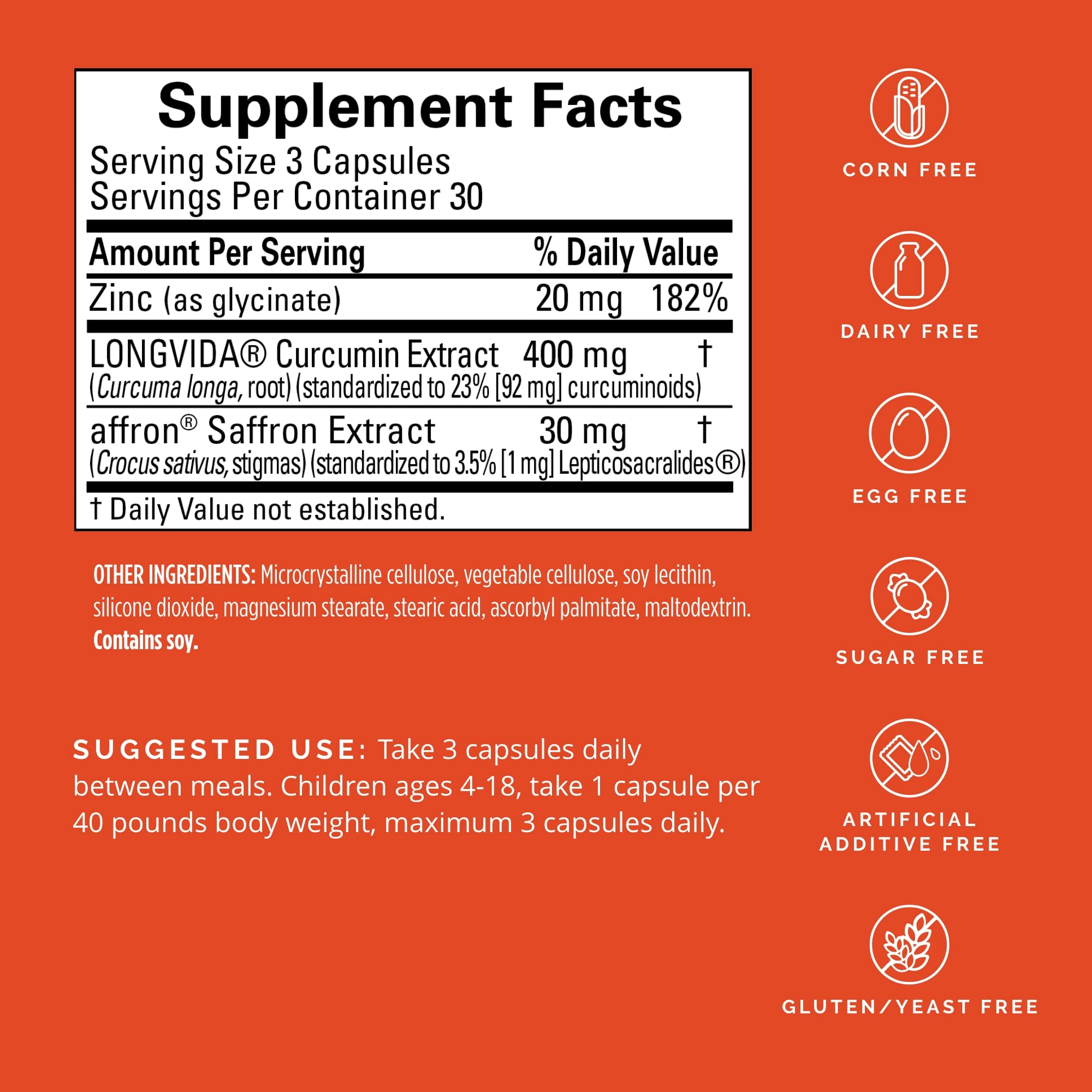 BRAINMD Dr Amen Happy Saffron Plus - 90 Capsules - with Saffron Flower Extract, Curcumin & Zinc - Vegan