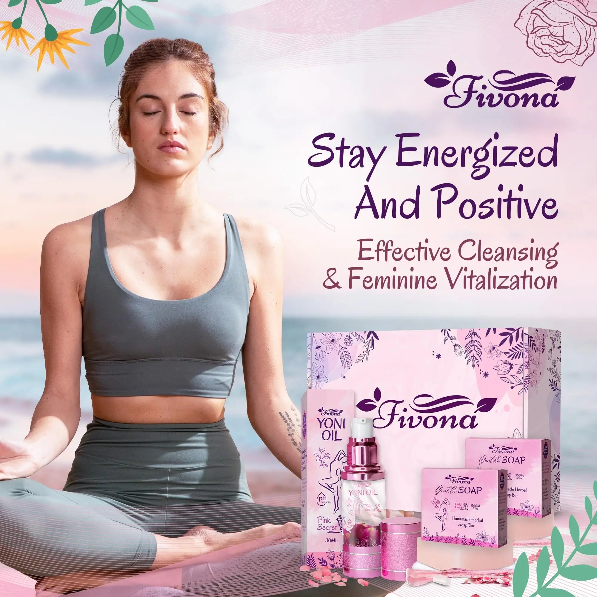 FIVONA 3 in 1 Set of Yoni Oil with 2 Yoni Soap Bars - Feminine pH Balanced Natural Vaginal Oil 30 ml FIVONA Au supplements