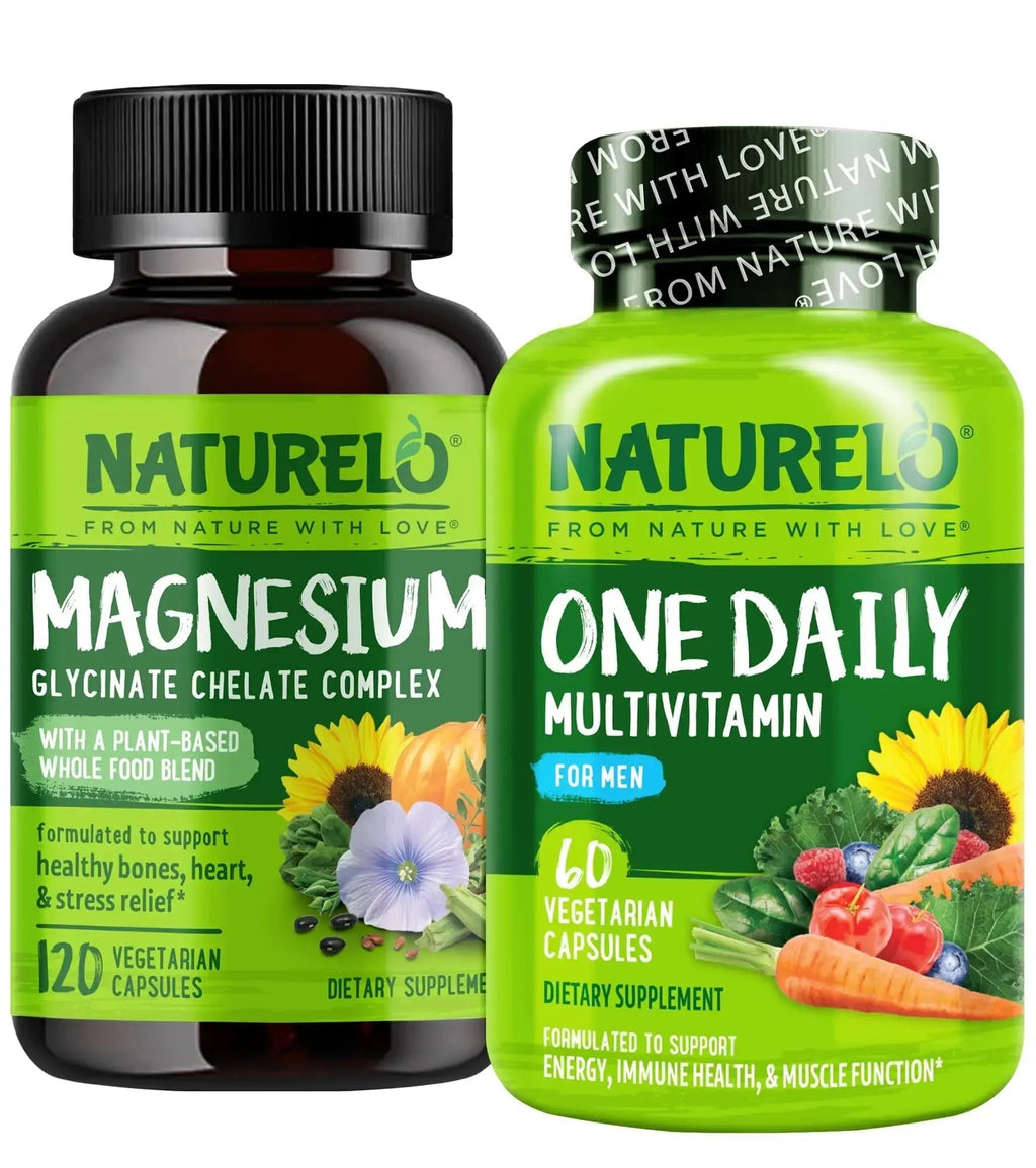 NATURELO One Daily Multivitamin for Men with Vitamins, Minerals & Organic Whole Foods - 60 Capsules and Magnesium Glycinate Chelate Complex NATURELO Au supplements