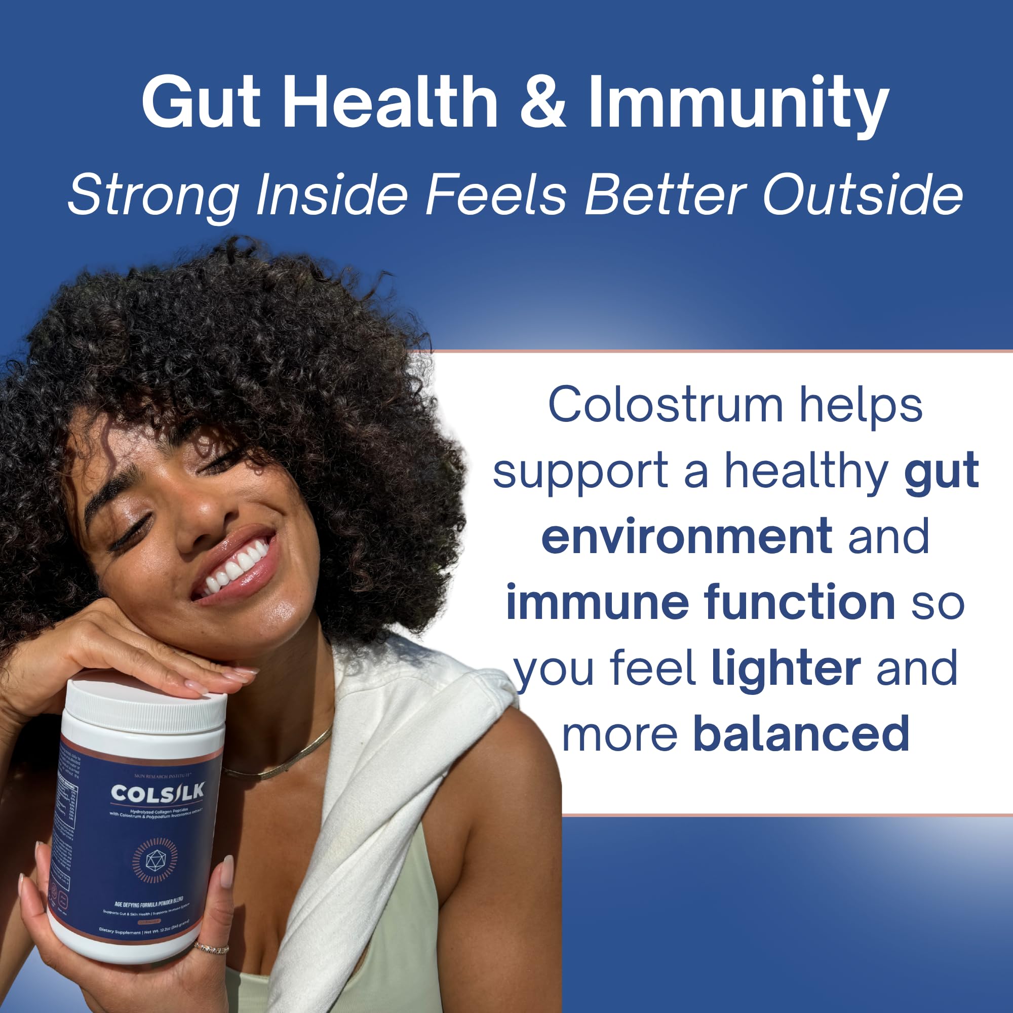 SRILabs ColSilk Unflavored Hydrolyzed Collagen Powder with Colostrum and Polypodium - Skin, Hair, Nails, Gut Health and Joint Support - One Scoop Daily | 1 Month Supply Skin Research Institute Au supplements