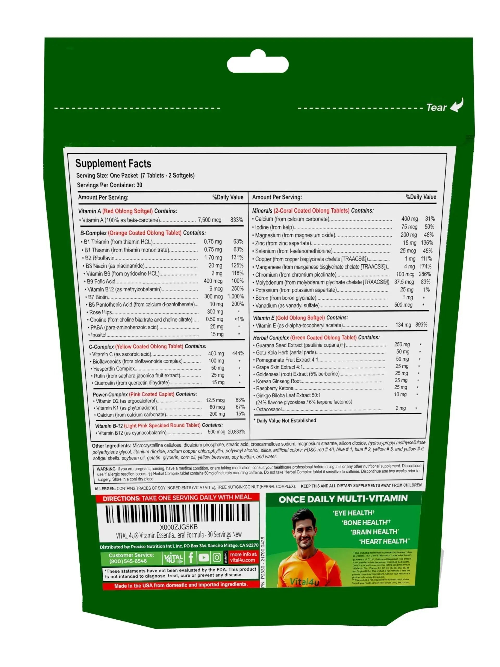 VITAL 4U® Vitamin Essentials - Daily Multivitamin for Both Men and Women, Immune Support, Multimineral Formula - 30 Servings VITAL 4U Au supplements