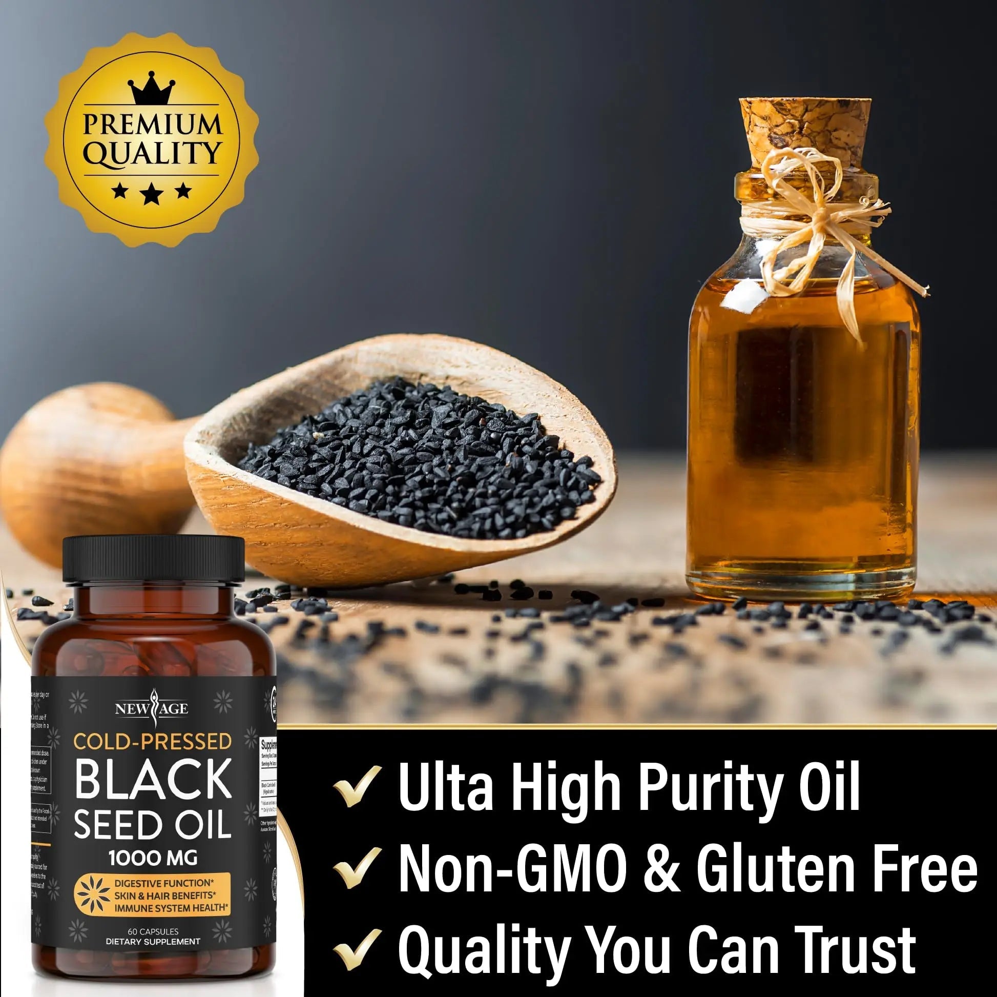 Black Seed Oil Softgel Capsules - Premium Cold-Pressed Nigella Sativa Producing Pure NEW AGE Au supplements