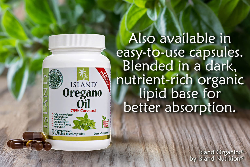 Island Nutrition, Oregano Oil Organic Liquid Drops - 100% Pure & Undiluted - USDA-Certified Organic (1 oz) 75% Carvacrol