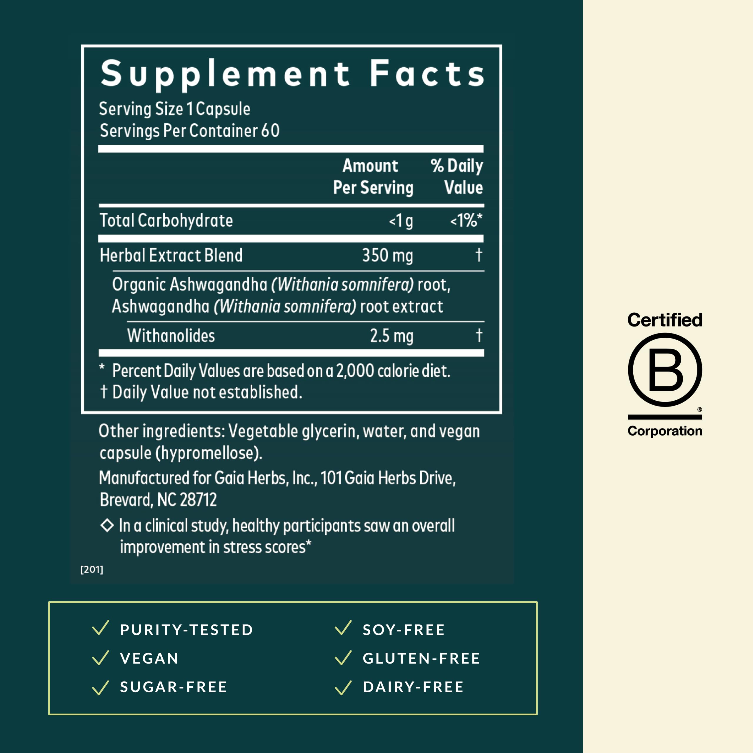 Gaia Herbs Ashwagandha Root - Stress Relief & Sleep Support Supplement - Supports Balanced Energy Levels & Positive Outlook