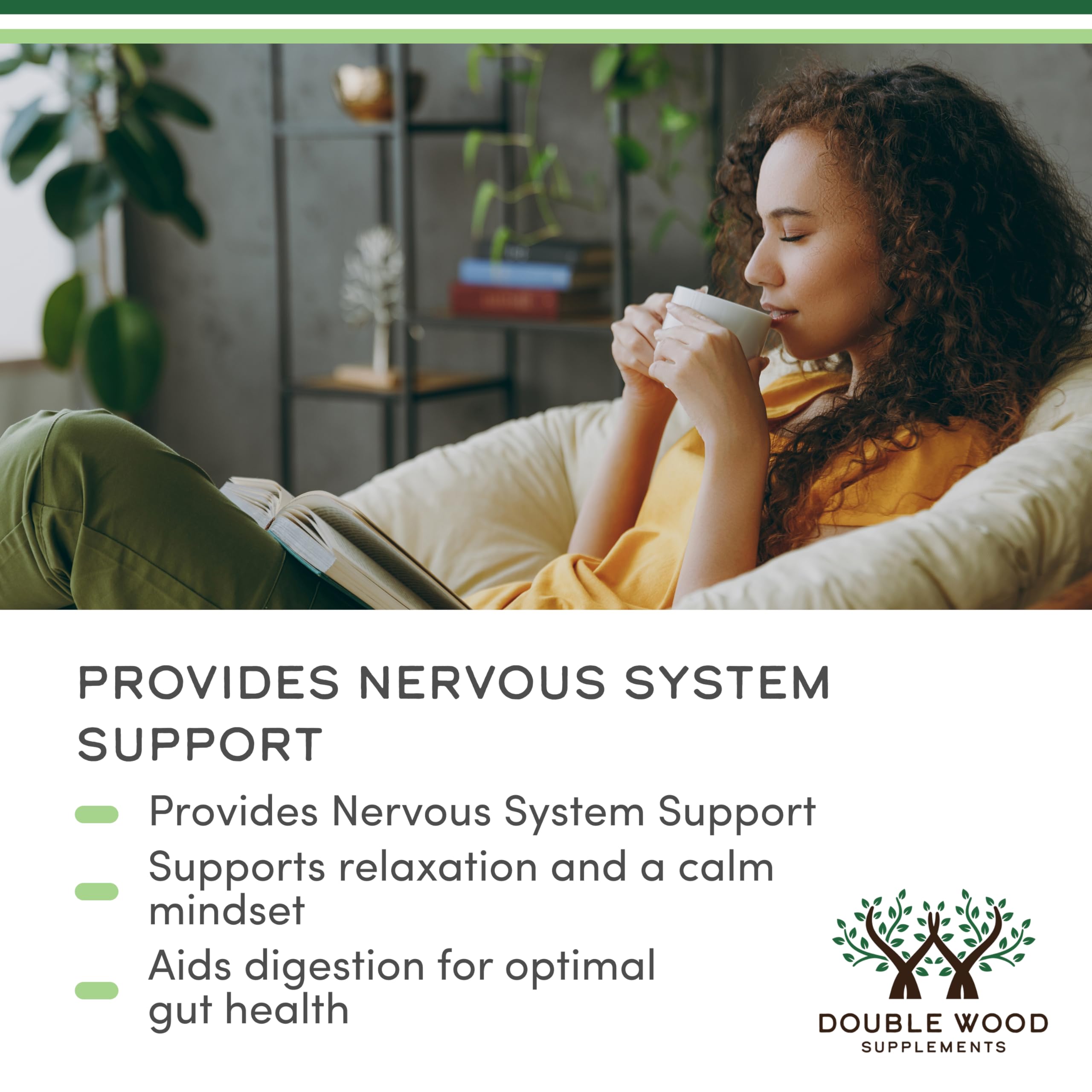 Double Wood Supplements Organic Lemon Balm Tincture - for Digestion & Relaxation 590mg - 2FL OZ, 120 Servings