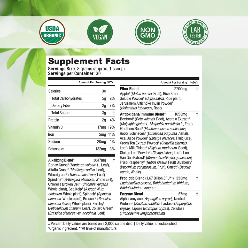 Super Greens Daily Greens Superfood Powder - Certified USDA Organic Green Powder Nested Naturals Au supplements
