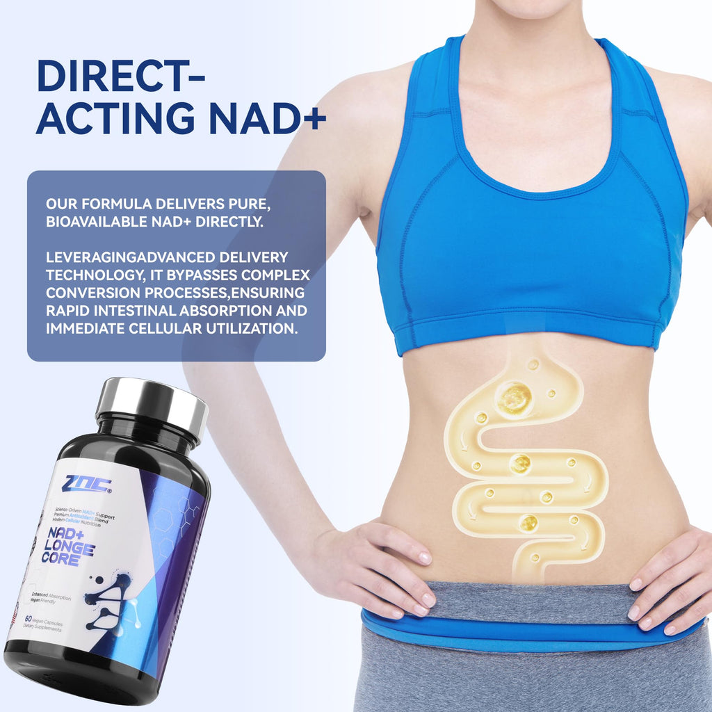 ZNC®10-in-1 NAD+ Supplement with Liposomal NAD, Urolithin A & Resveratrol for Energy & Cellular Repair - 60 Vegan Capsules ZNC Au supplements