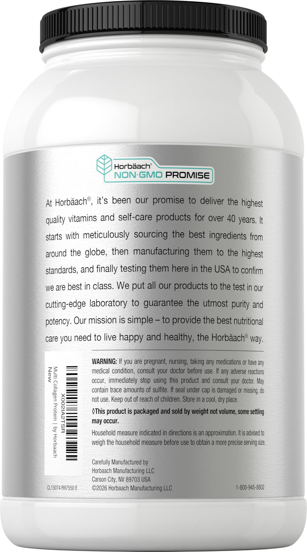 Horbaach Multi Collagen Protein Powder 32 oz | Types I, II, III, IV, V, VII, VIII, X, XII, and XXII | Grassfed Collagen Peptides