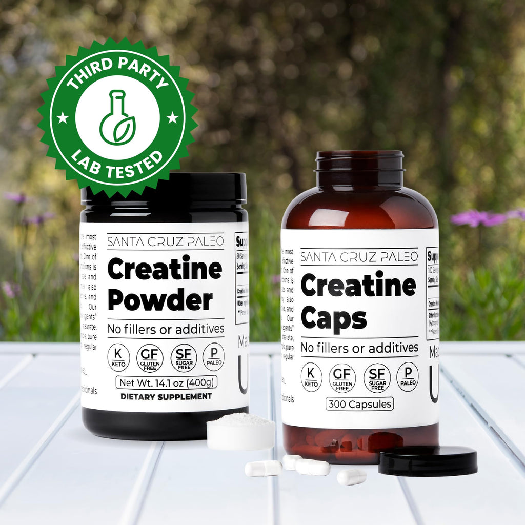 Santa Cruz Paleo Creatine Capsules, Supports Muscle Growth & Energy, Gluten Free, Keto, Sugar Free, Paleo, No Fillers or Additives, Creatine Monohydrate Pills,