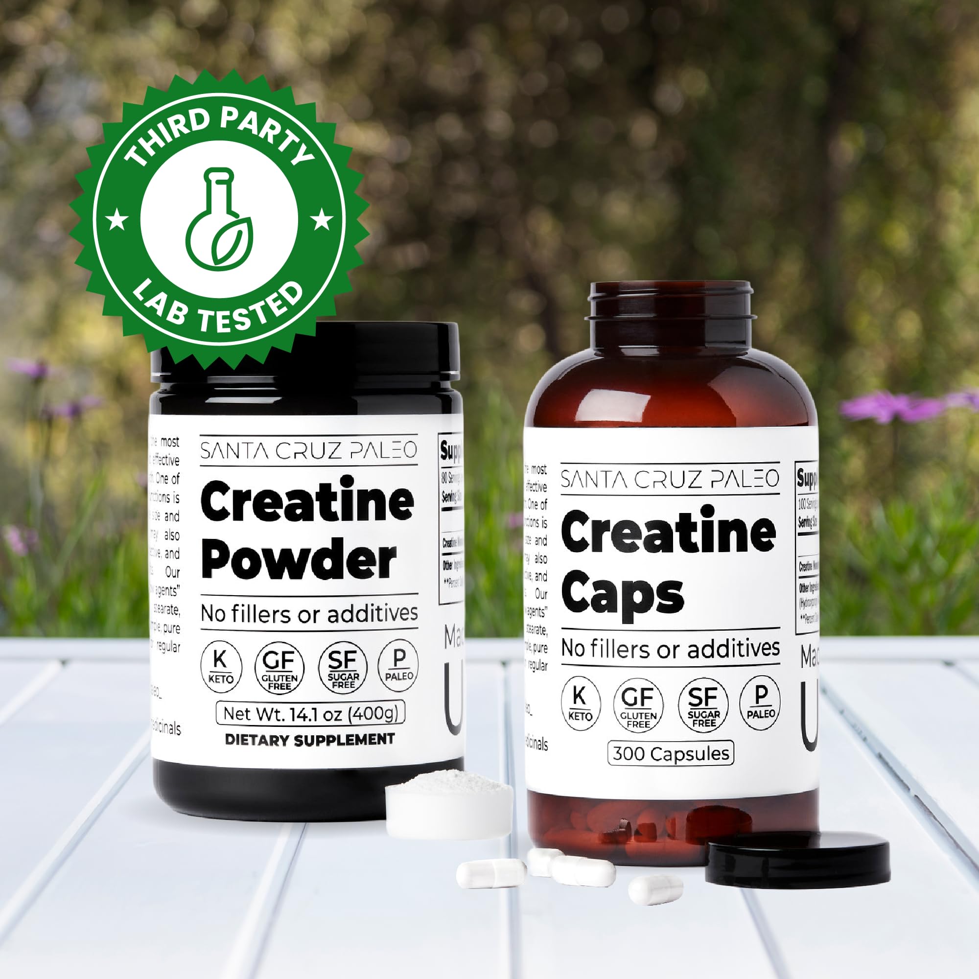 Santa Cruz Paleo Creatine Capsules, Supports Muscle Growth & Energy, Gluten Free, Keto, Sugar Free, Paleo, No Fillers or Additives, Creatine Monohydrate Pills,