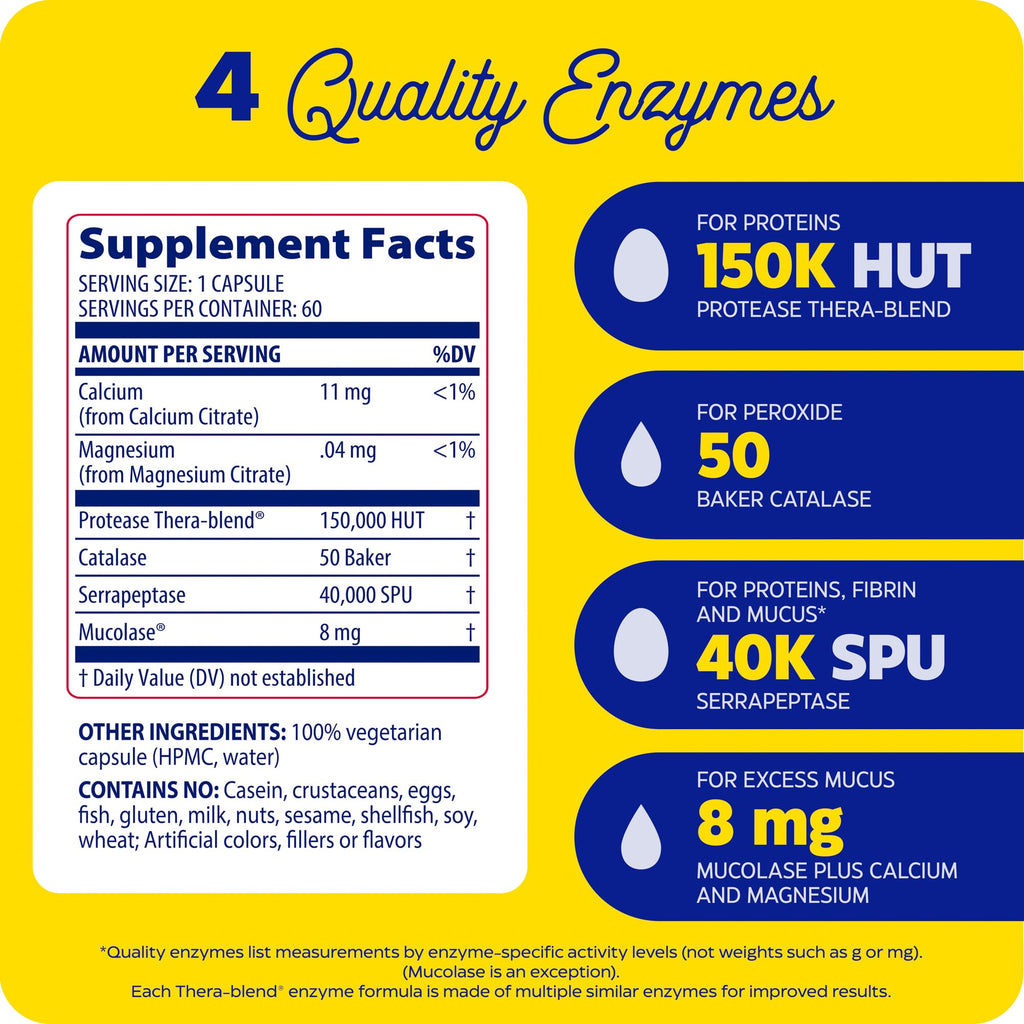 Enzymedica Immune Defense Regular Strength Caps - Proteolytic Enzyme Supplement for Men & Women, Immune Health Support Supplement with Protease, Catalase