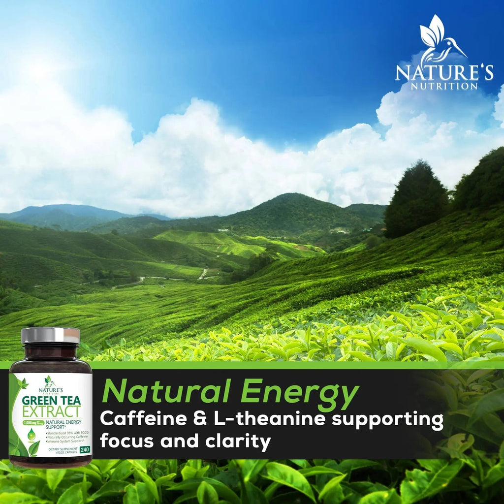 Green Tea Extract Capsules 1000mg 98% Standardized EGCG - 3X Strength for Natural Nature's Nutrition Au supplements