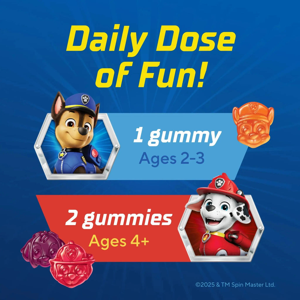 L’il Critters Paw Patrol Gummy Vites Daily Gummy Multivitamin for Kids, Vitamin C, D3 for Immune Support Cherry, Orange Lil Critters Au supplements
