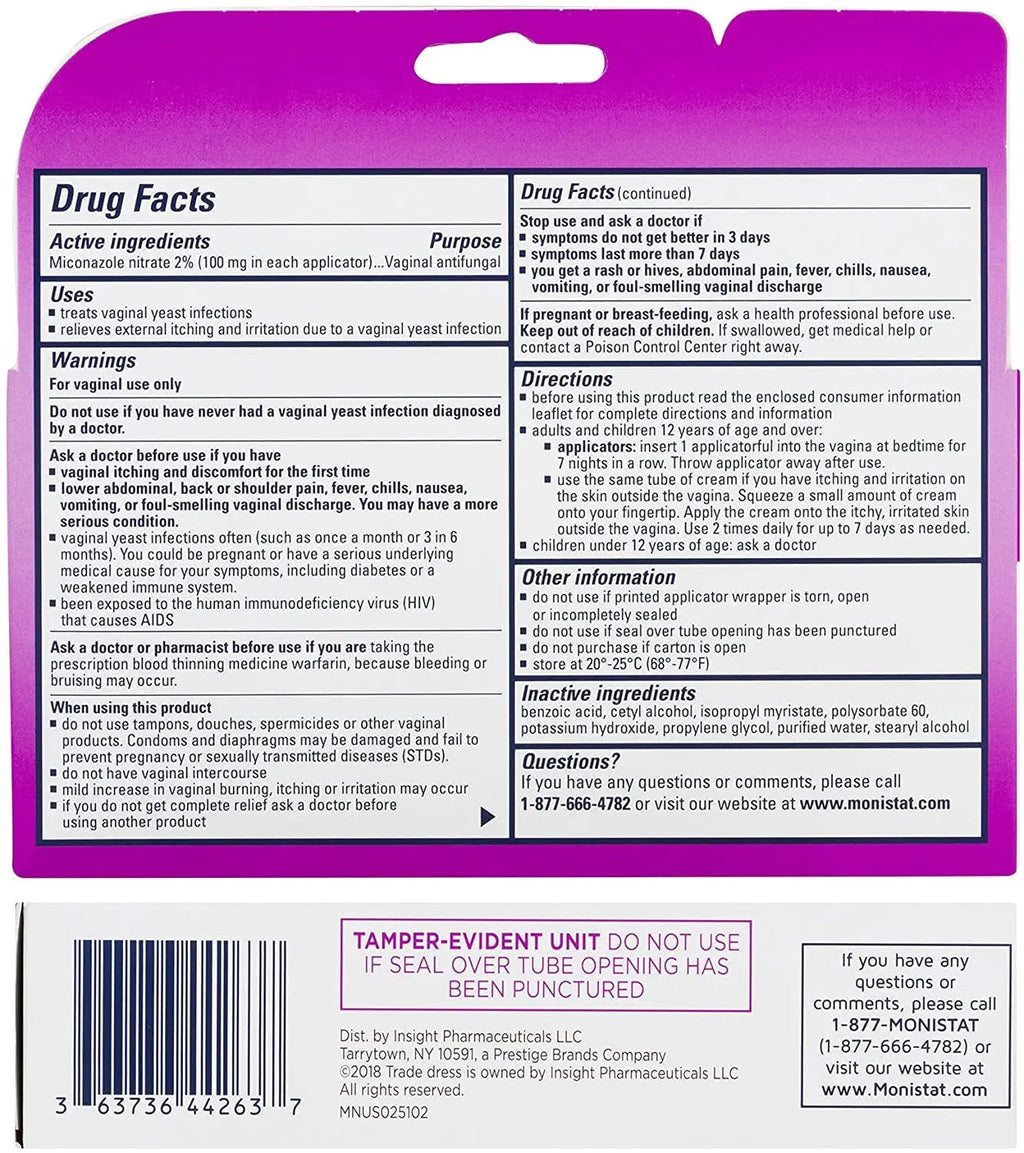 MONISTAT 7-Dose Infection Treatment, 7 Disposable Applicators & 1 Cream Tube (Pack of 1) Monistat Au supplements