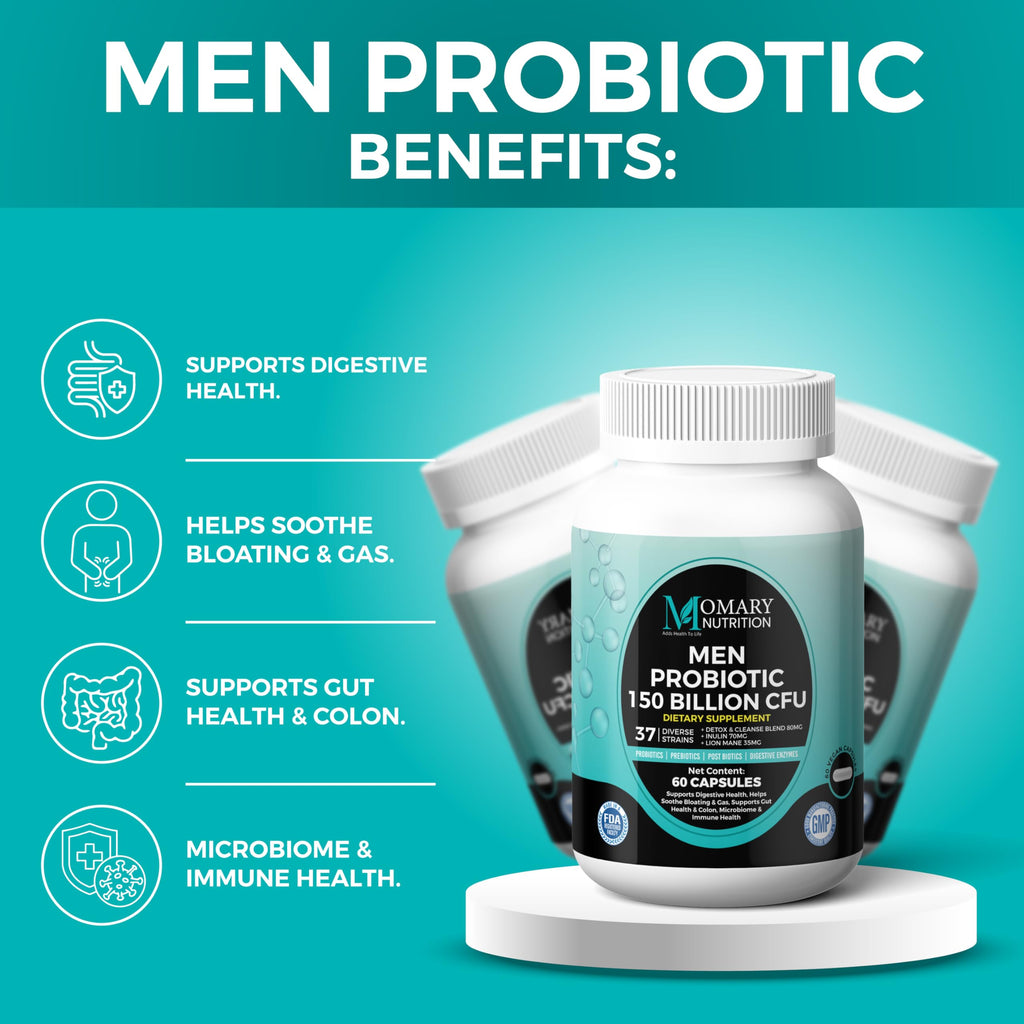 8-in-1 Bio Cultures Complex for Men – 150 Billion CFU Probiotics with 37 Diverse Strains, Organic Prebiotics, Postbiotics & Digestive Enzymes – Supports Digestive Balance & Gut Microbiome MOMARY NUTRITION Au supplements