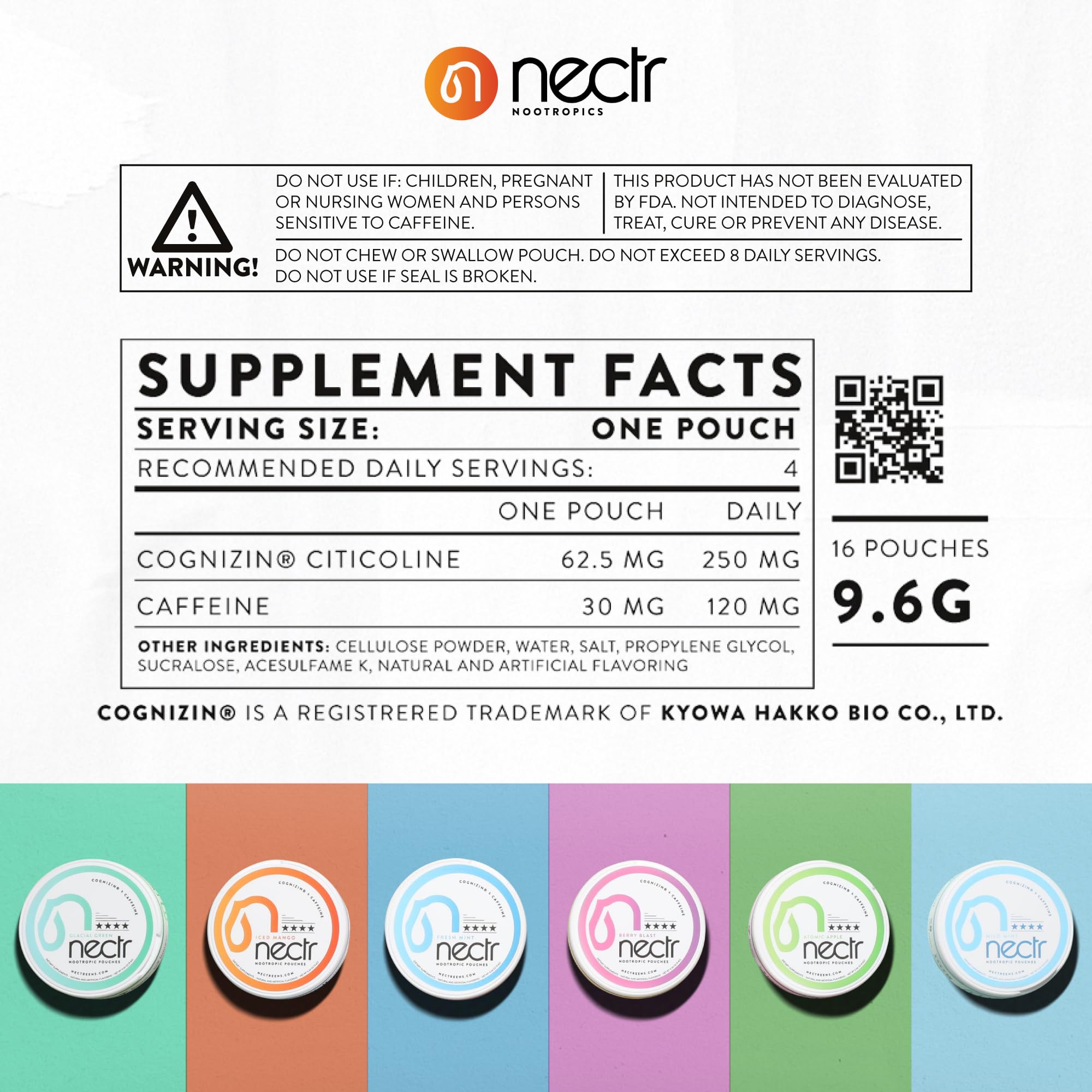 Nectr Energy Nootropic Pouches – Berry Blast Flavored, Caffeine Pouches with Cognizin® Citicoline. Sugar-Free Brain Treats. Smooth, Sustained Focus & Energy Supplement - 1 Puck of 16pcs Nectr Au supplements