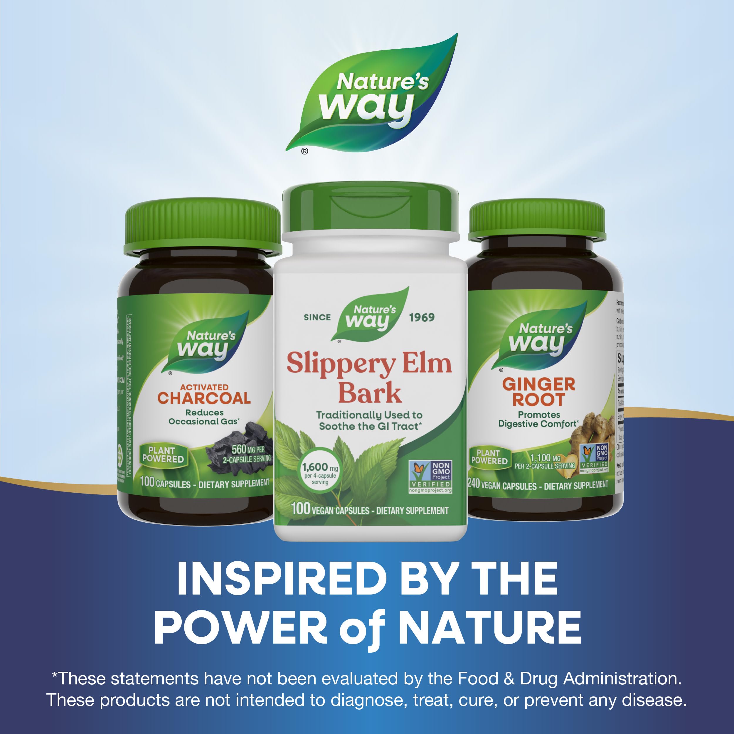 Nature’s Way Slippery Elm Bark Capsules, Traditional Digestive Support to Soothe Gastrointestinal Tract*, 1,600 mg per 4-Capsule Serving
