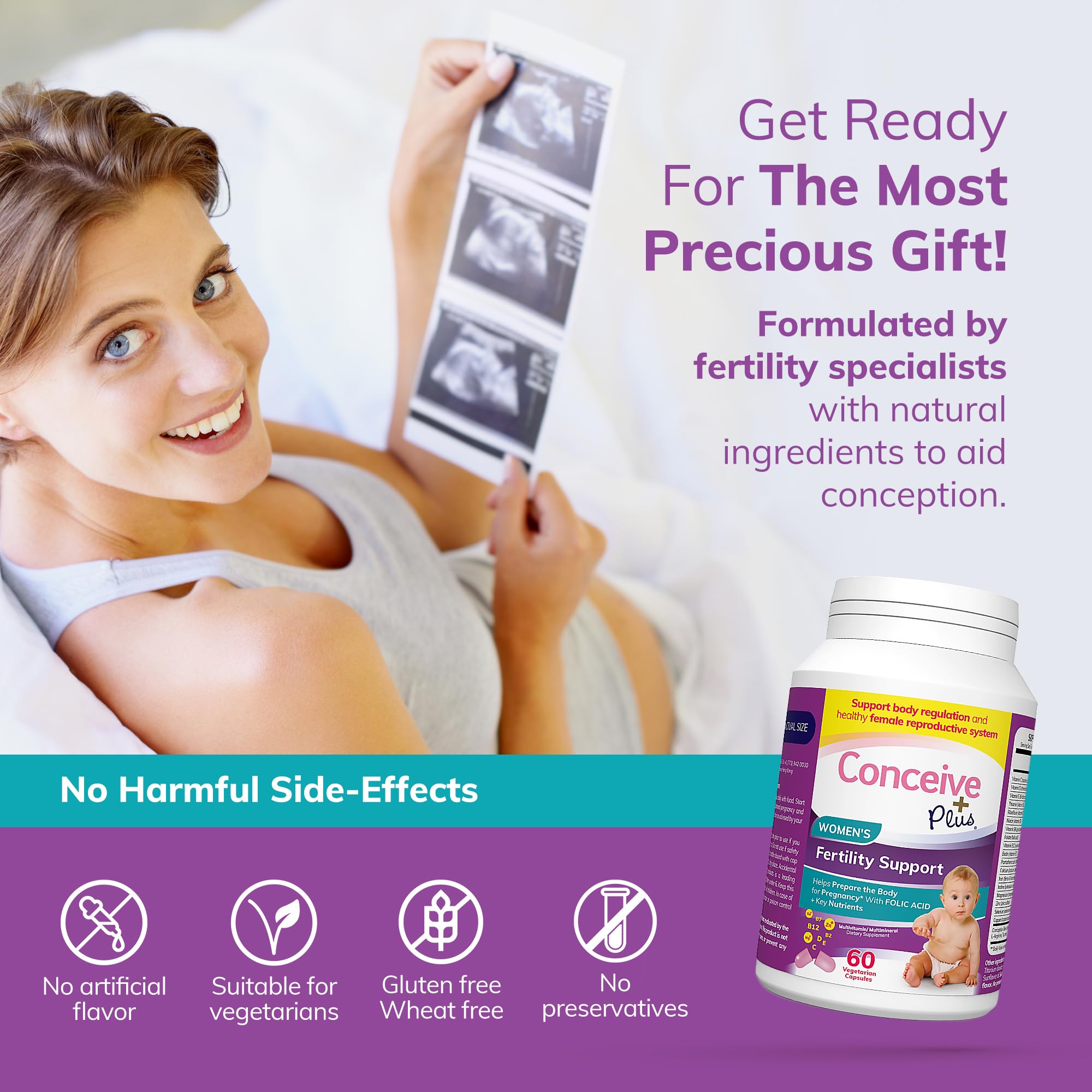 CONCEIVE PLUS Womens Fertility Support – Prenatal Multivitamin for Trying to Get Pregnant – Conception Blend, Hormonal Balance, Folate, Zinc, Thiamin, Riboflavin, Biotin – Non-GMO, Vegan – 30 Days CONCEIVE PLUS Au supplements