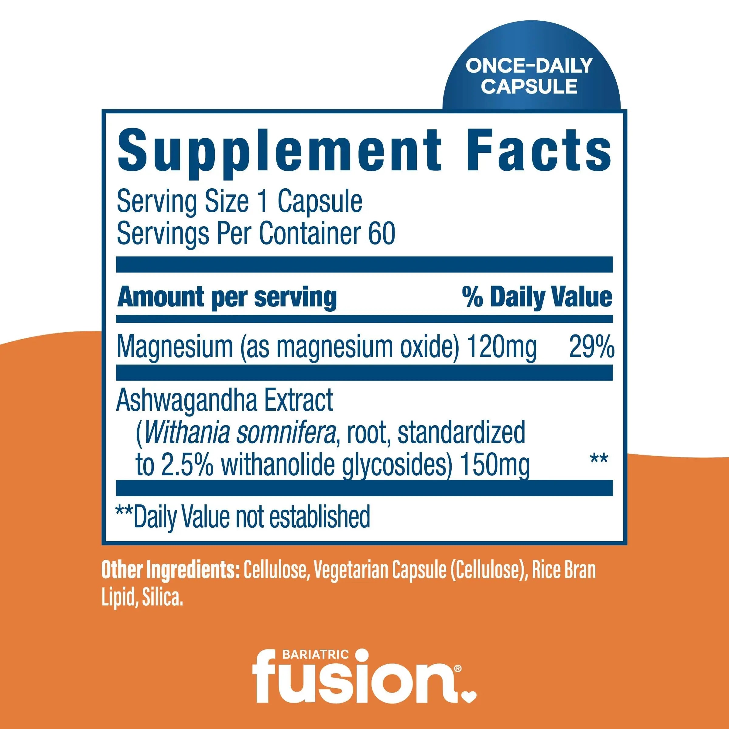 Bariatric Fusion Stress Support* | Vegan Supplement with Magnesium and Ashwagandha | Daily Vitamin for Women and Men | Bariatric Fusion Au supplements