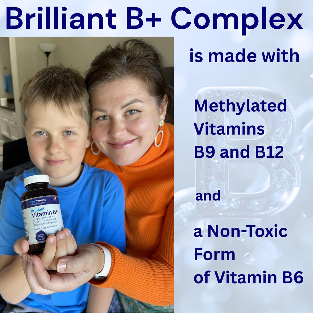 AgeImmune Vitamin B Complex with Vitamin D3 B12 B6 Magnesium Bisglycinate and Folate as Methylfolate - Doctor Formulated Methylated B Complex Supplement