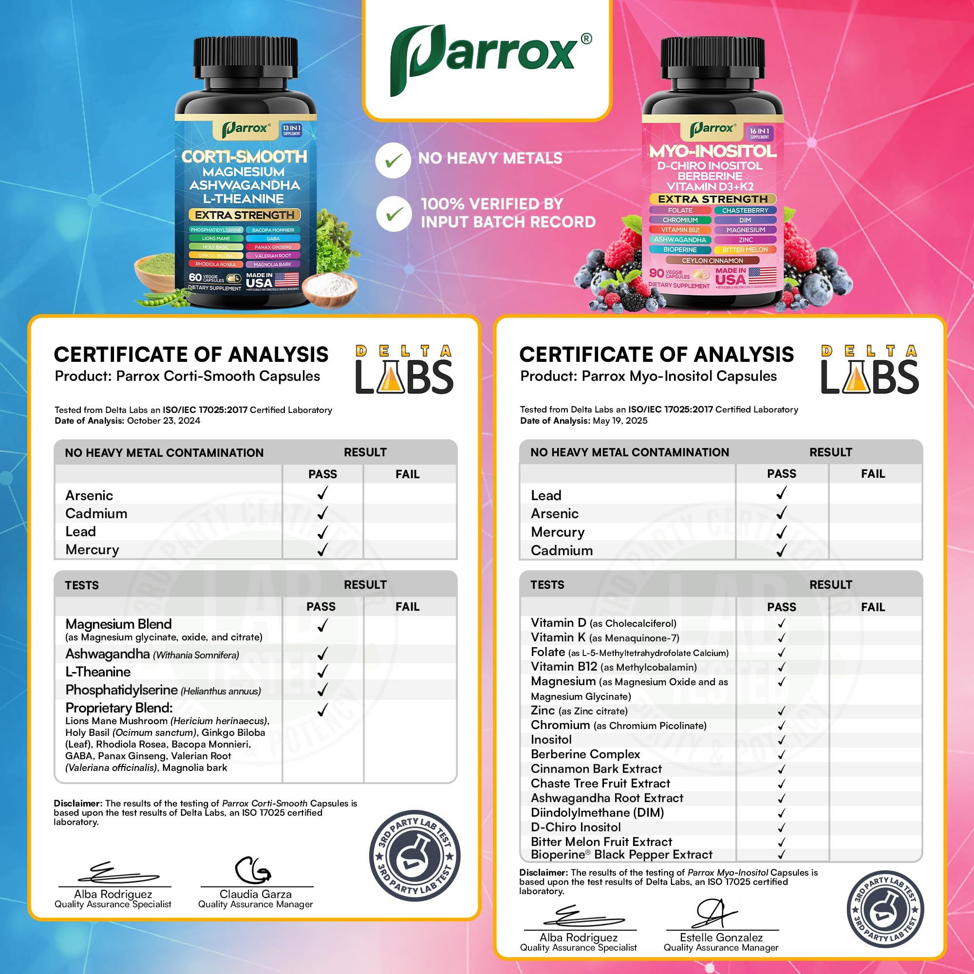 Parrox Cortisol & Myo-Inositol Supplement Bundle, Soothe & Smooth Bundle, 13-in-1 Cortisol Balance, Magnesium, Ashwagandha, L-Theanine, D-Chiro Inositol, Folate, Berberine, Chasteberry (150 Capsules) Parrox Au supplements