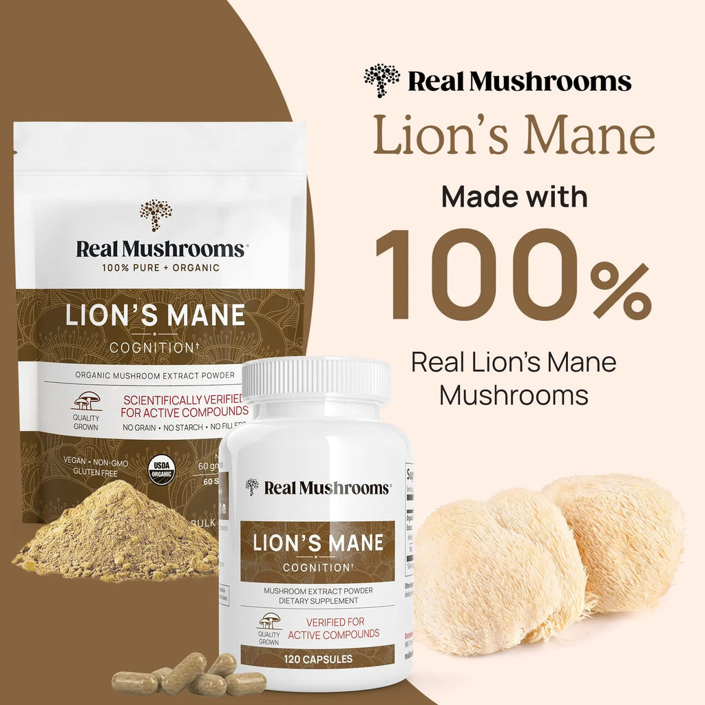 Real Mushrooms Lion’s Mane Capsules - Organic Lions Mane Mushroom Extract Real Mushrooms Au supplements