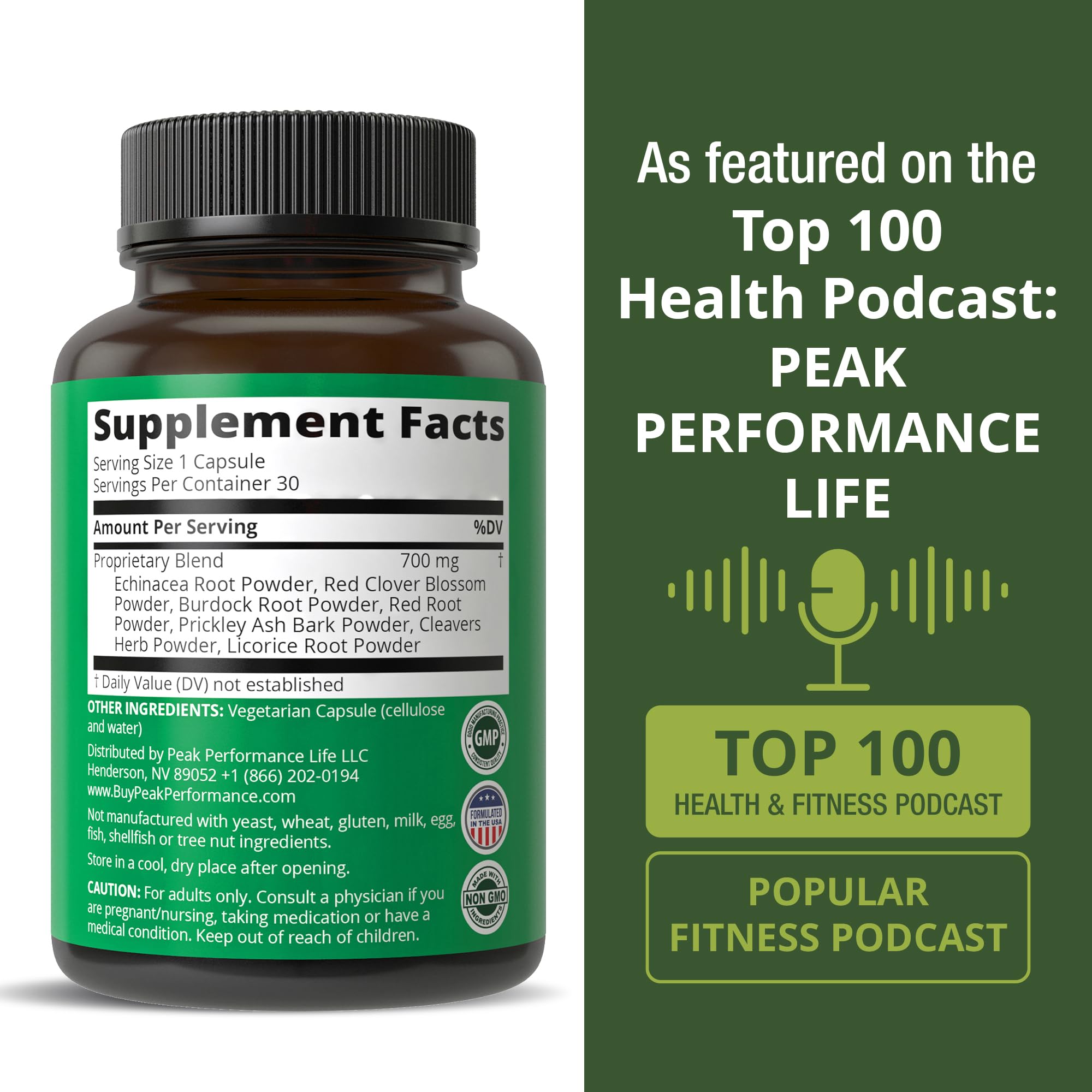 Lymphatic Drainage Supplement. 7-in-1 Lymph System Support Capsules to Detox & Cleanse. with Vegan Ingredients Echinacea Root, Red Clover Blossom, Burdock Root, Red Root, Licorice Root for Women, Men Peak Performance Au supplements