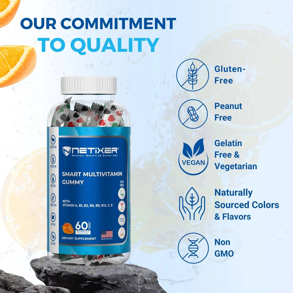 nETiXER Multivitamin Gummies – 60 Vegan Berry Gummies with Vitamins A, C, D, E, B12, Biotin, Zinc, Iodine – Gelatin-Free, Gluten-Free nETiXER Au supplements