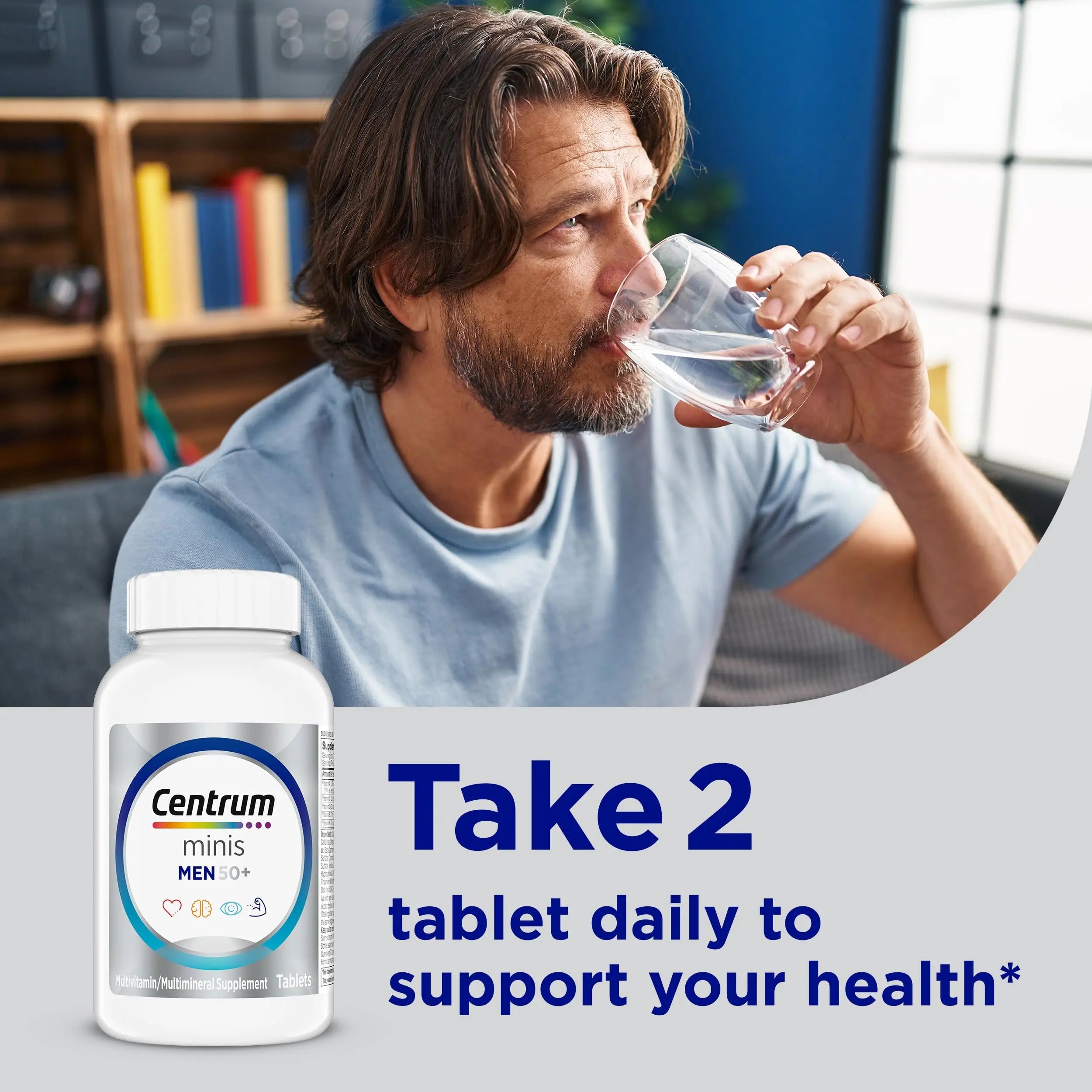 Centrum Minis Silver Multivitamin for Men 50 Plus, Multivitamin/Multimineral Supplement, Vitamin D3, B-Vitamins and Zinc, Non-GMO Ingredients, Supports Memory Centrum Au supplements