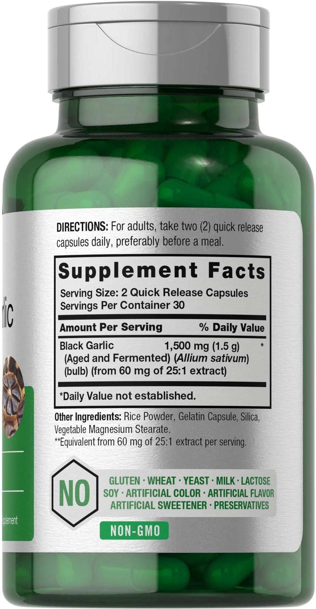 Aged Black Garlic Capsules 1500mg | 60 Count | Fermented Extract Supplement Horbäach Au supplements