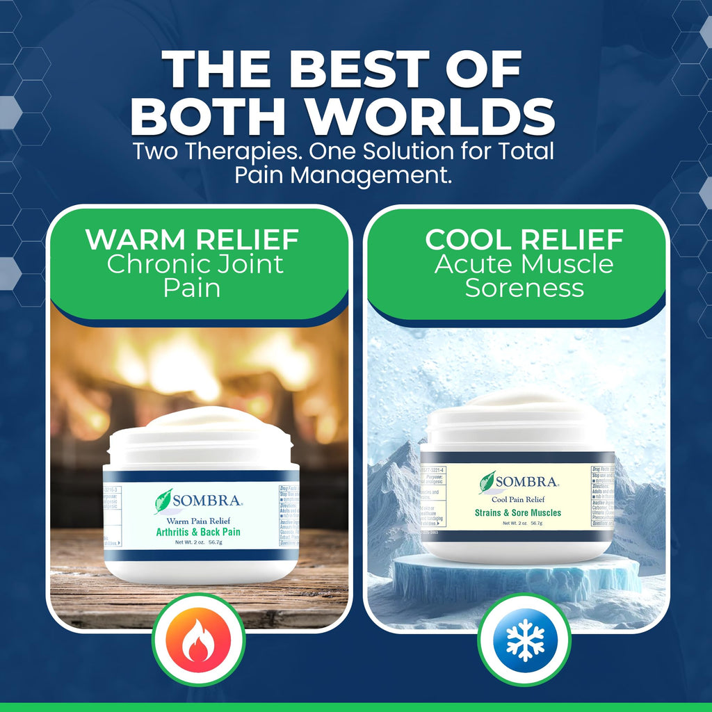 Sombra Warm & Cool Pain Relief Gel, Warm Relief for Arthritis and Chronic Pain Pre-Workout Muscle Rub, Cold for Swelling, Soreness, Post-Workout, Free of Artificial Fragrances, 2oz Per Jar Sombra Au supplements