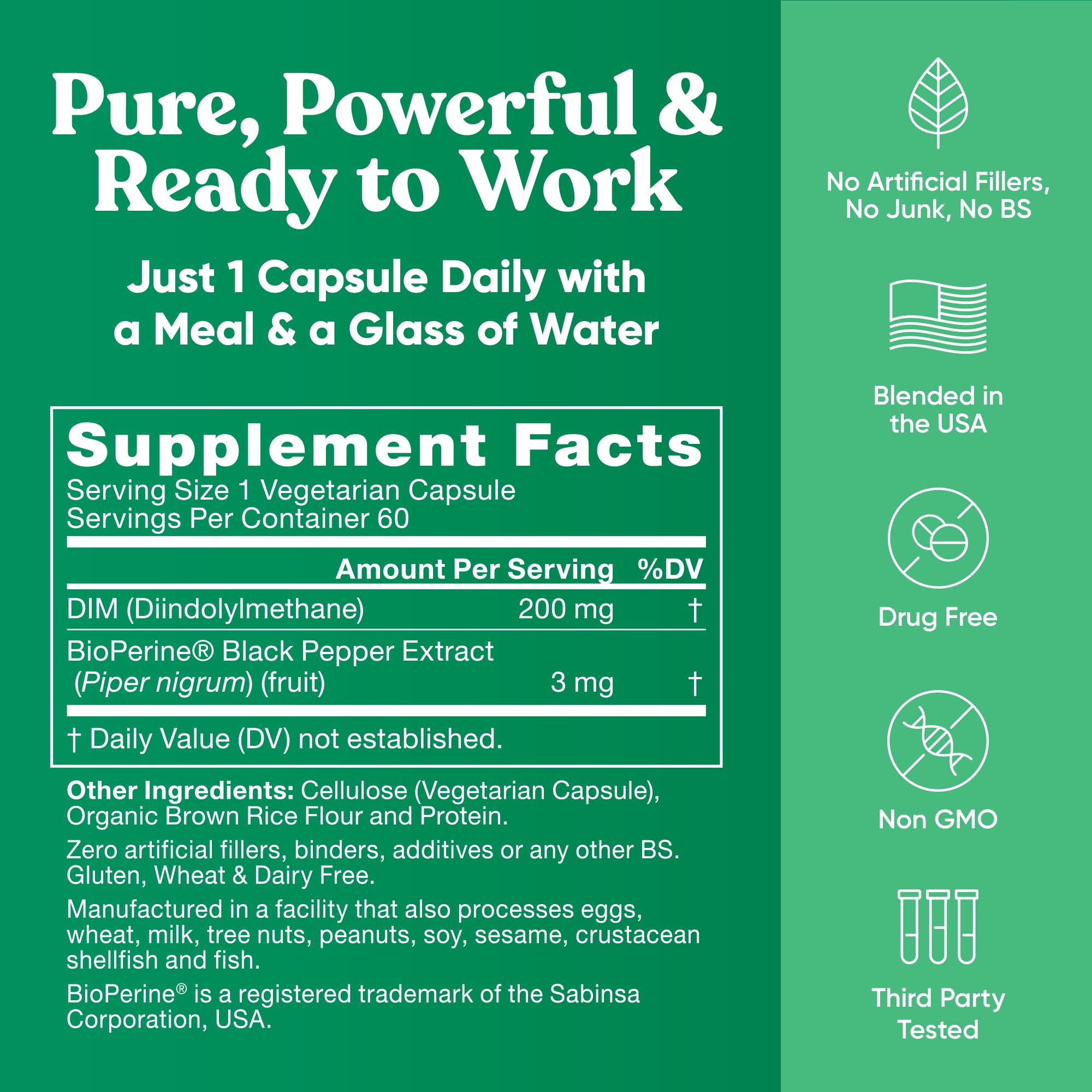 DIM Supplement Pure 200 Mg for Women or Men – Estrogen Hormone Balance Supplement for Energy, Fatigue, Stress, Menopause, Hot Flashes – Enhanced Bioavailability BioPerine – 60 Vegan Soft Capsules Eu Natural Au supplements
