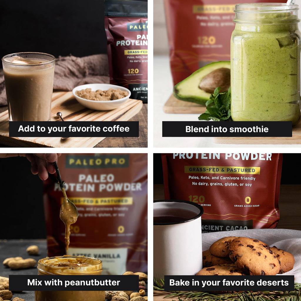 Paleo Pro 26G Beef Protein Powder - Grass Fed Protein Powder Isolate - Pure Animal Based Pastured & Cage-Free | Dairy & Gluten Free, Natural & Clean Proteins for Paleo & Keto - 15 Days Supply Vanilla