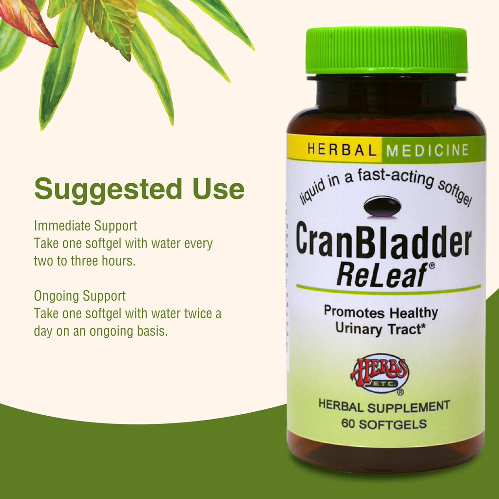 Herbs Etc. CranBladder ReLeaf Softgels - Bladder Health Support - Natural Supplement Formula to Aid Urinary Health & Comfort - Optimal Urinary Support with Cranberry - 60 Softgels (60 Servings) Herbs Etc. Au supplements